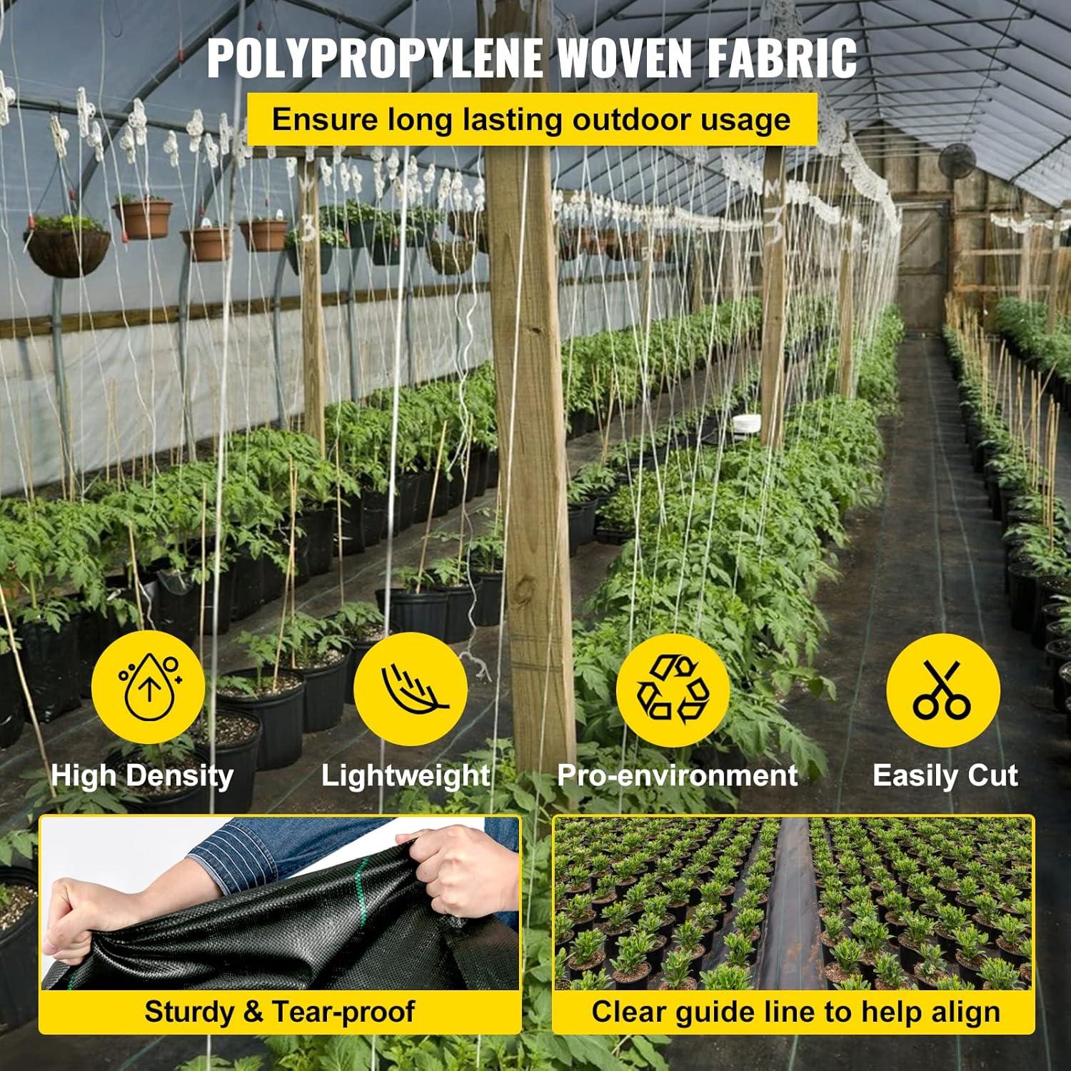 imageHappybuy Weed Barrier Landscape Fabric Heavy Duty 4FTx250FT Geotextile Fabric 5Oz Woven Weed Block Gardening Mat Garden Weed Fabric Good Permeability for Flower Bed Driveway Fabric Ground Cover3FTx300FT32OZ