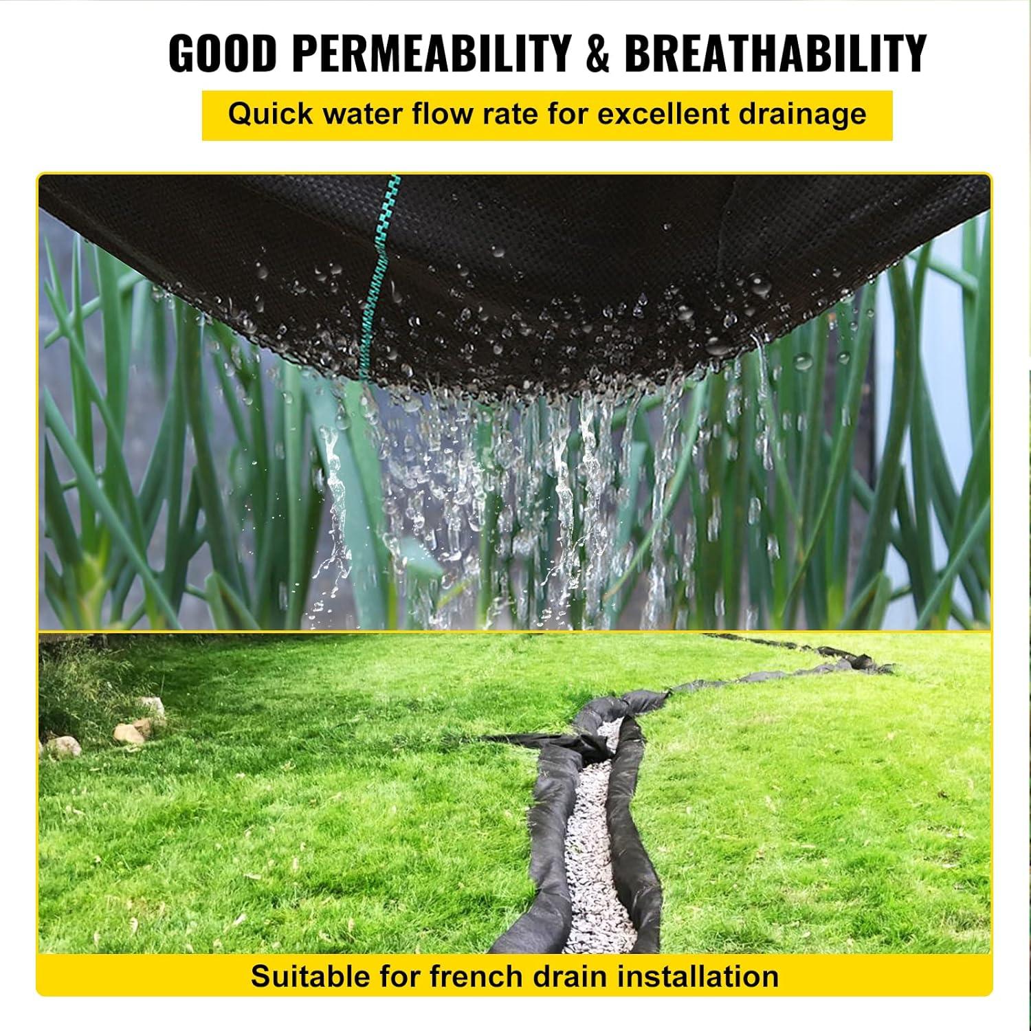 imageHappybuy Weed Barrier Landscape Fabric Heavy Duty 4FTx250FT Geotextile Fabric 5Oz Woven Weed Block Gardening Mat Garden Weed Fabric Good Permeability for Flower Bed Driveway Fabric Ground Cover13FTx60FT5OZ