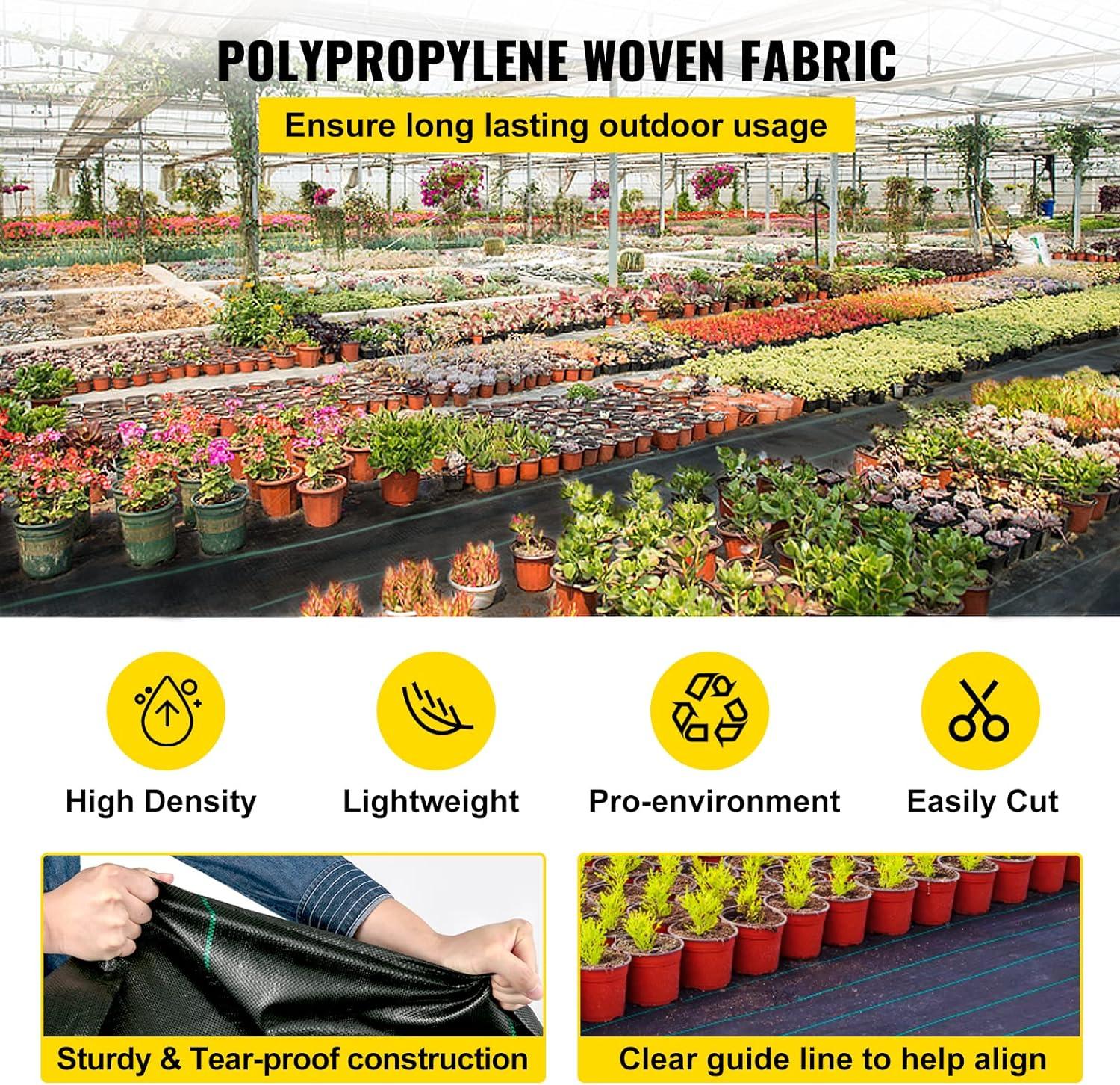 imageHappybuy Weed Barrier Landscape Fabric Heavy Duty 4FTx250FT Geotextile Fabric 5Oz Woven Weed Block Gardening Mat Garden Weed Fabric Good Permeability for Flower Bed Driveway Fabric Ground Cover65FTx300FT3OZ