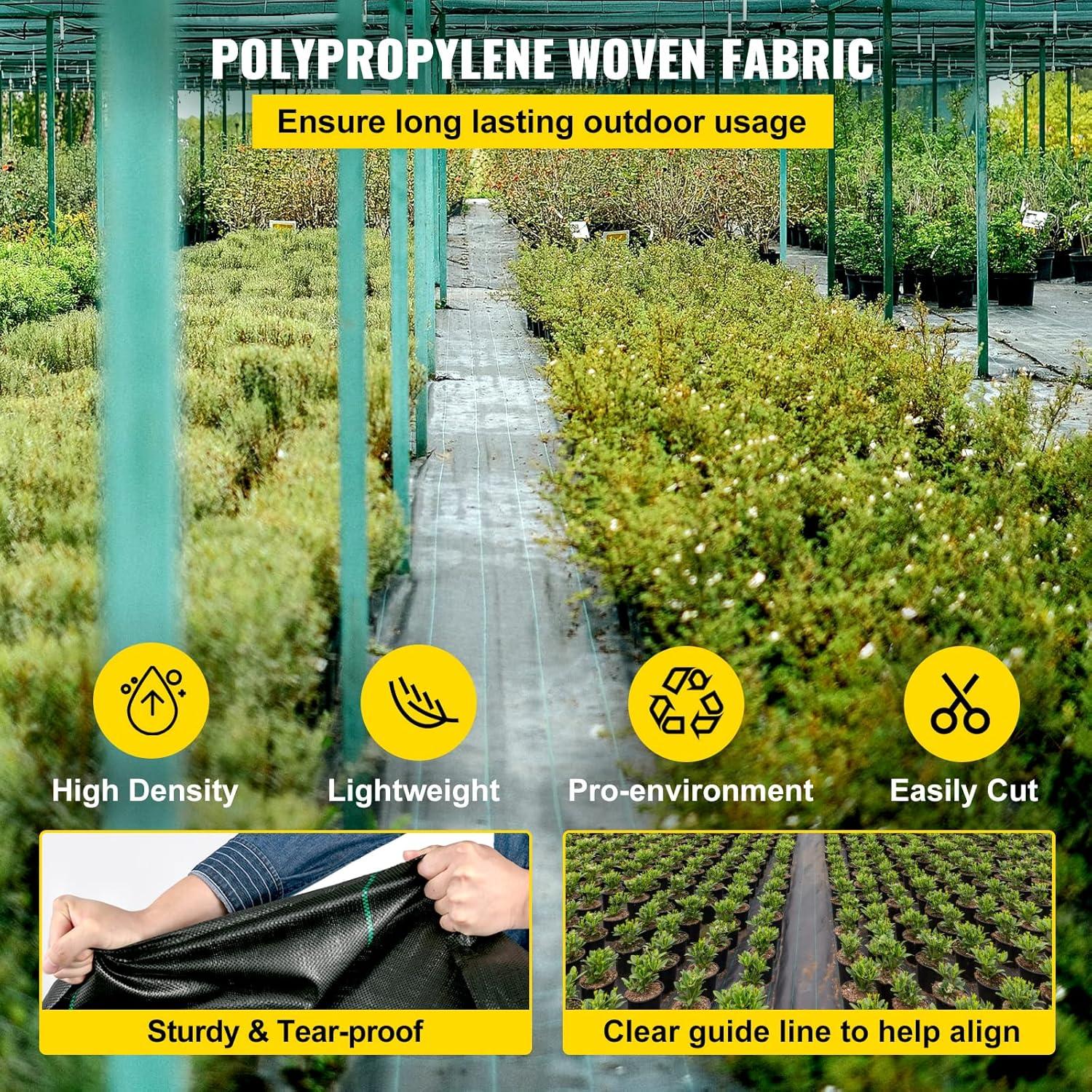 imageHappybuy Weed Barrier Landscape Fabric Heavy Duty 4FTx250FT Geotextile Fabric 5Oz Woven Weed Block Gardening Mat Garden Weed Fabric Good Permeability for Flower Bed Driveway Fabric Ground Cover65FTx330FT32OZ