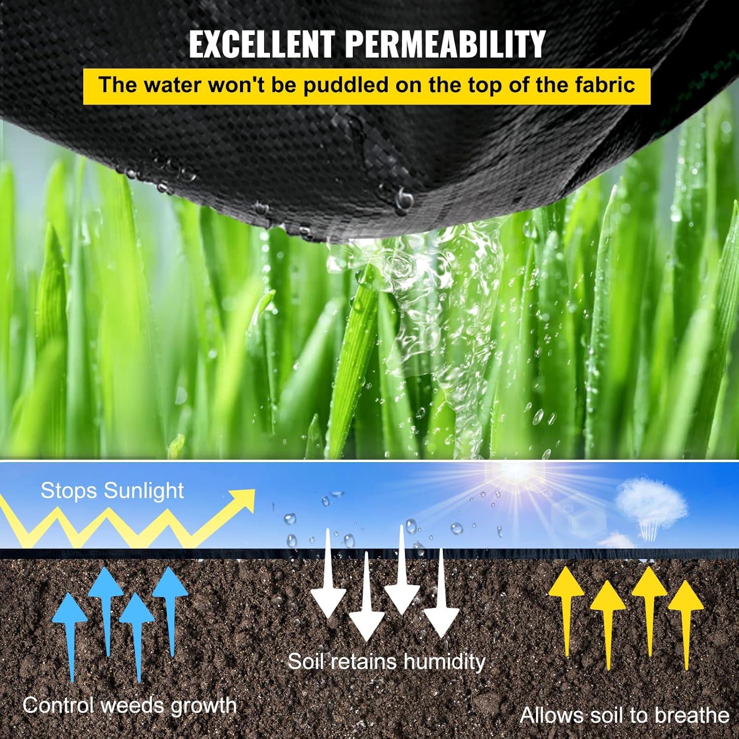 imageHappybuy Weed Barrier Landscape Fabric Heavy Duty 4FTx250FT Geotextile Fabric 5Oz Woven Weed Block Gardening Mat Garden Weed Fabric Good Permeability for Flower Bed Driveway Fabric Ground Cover3FTx300FT32OZ