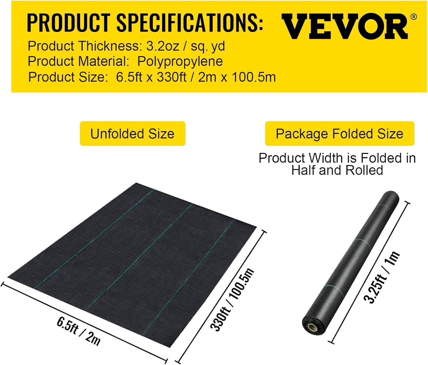 imageHappybuy Weed Barrier Landscape Fabric Heavy Duty 4FTx250FT Geotextile Fabric 5Oz Woven Weed Block Gardening Mat Garden Weed Fabric Good Permeability for Flower Bed Driveway Fabric Ground Cover65FTx330FT32OZ