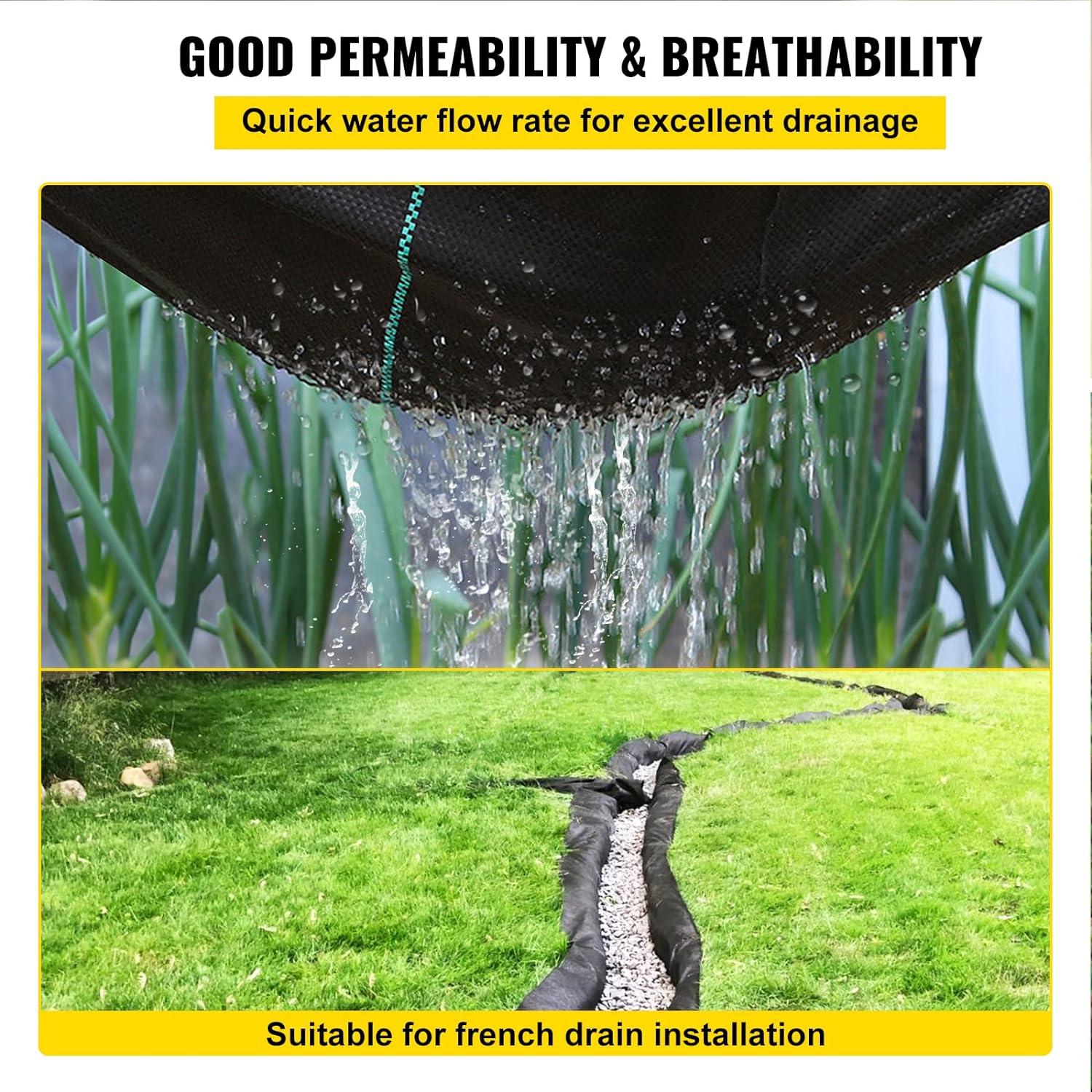 imageHappybuy Weed Barrier Landscape Fabric Heavy Duty 4FTx250FT Geotextile Fabric 5Oz Woven Weed Block Gardening Mat Garden Weed Fabric Good Permeability for Flower Bed Driveway Fabric Ground Cover13FTx108FT5OZ