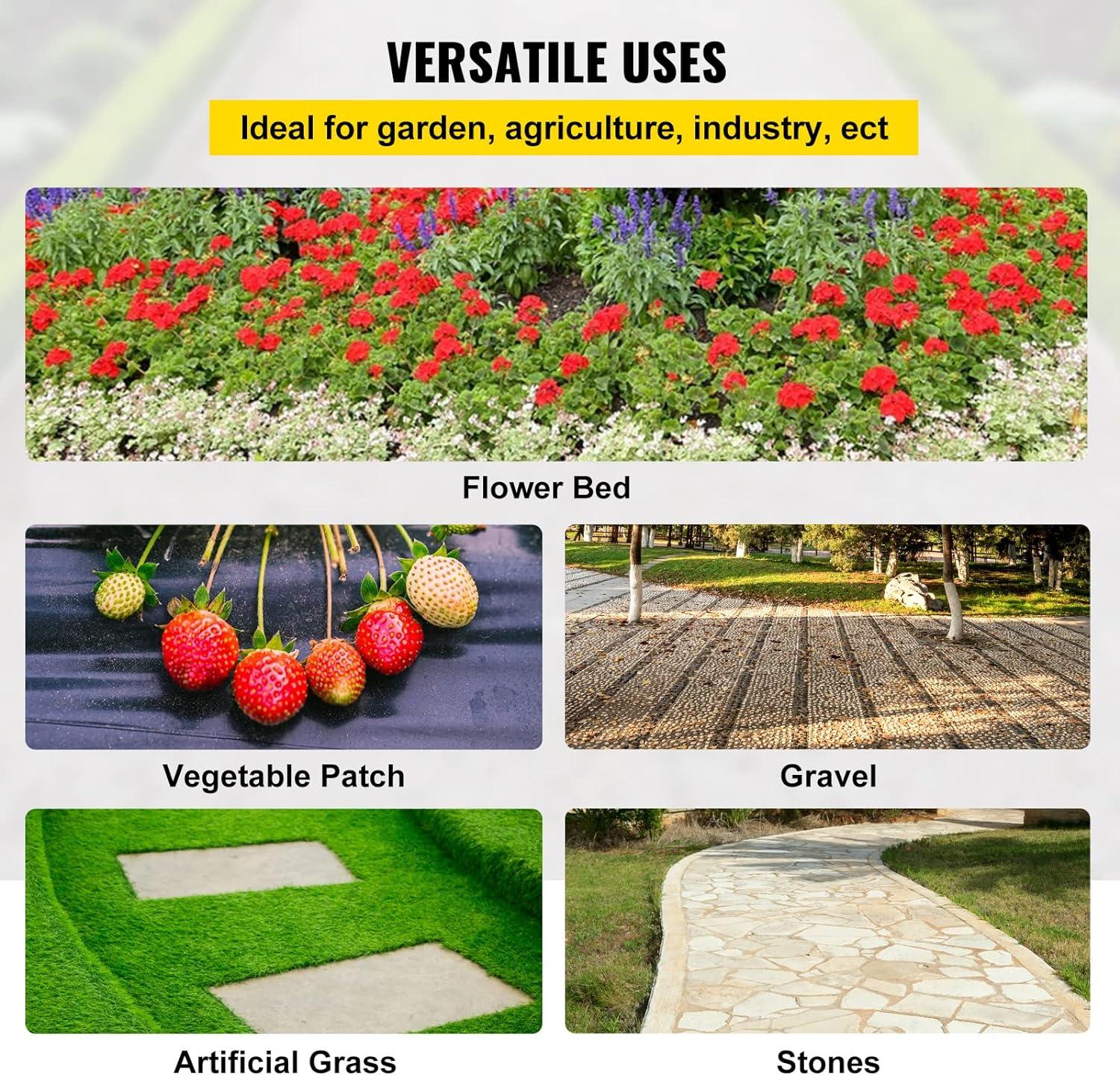 imageHappybuy Weed Barrier Landscape Fabric Heavy Duty 4FTx250FT Geotextile Fabric 5Oz Woven Weed Block Gardening Mat Garden Weed Fabric Good Permeability for Flower Bed Driveway Fabric Ground Cover6FTx300FT24OZ