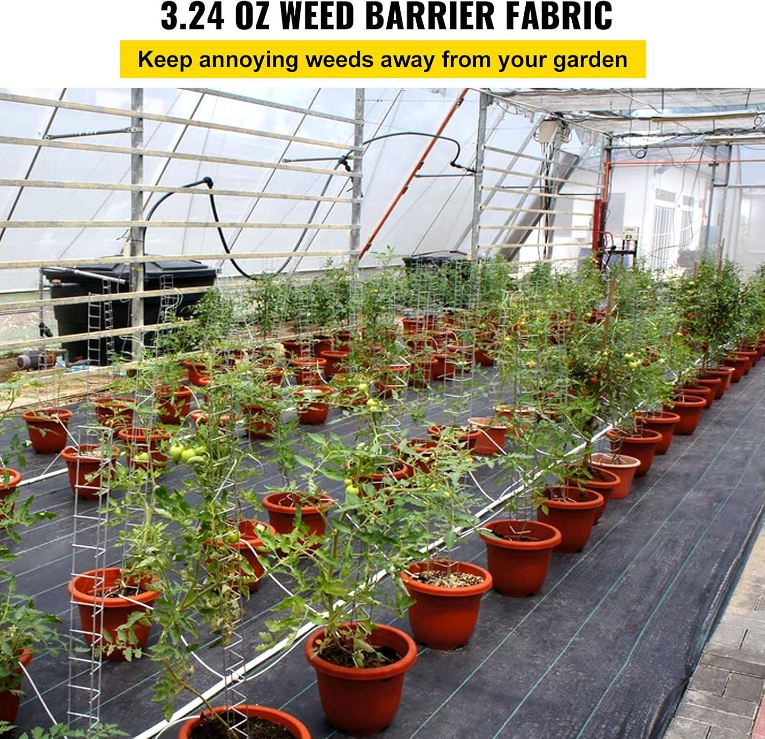 imageHappybuy Weed Barrier Landscape Fabric Heavy Duty 4FTx250FT Geotextile Fabric 5Oz Woven Weed Block Gardening Mat Garden Weed Fabric Good Permeability for Flower Bed Driveway Fabric Ground Cover3FTx300FT32OZ