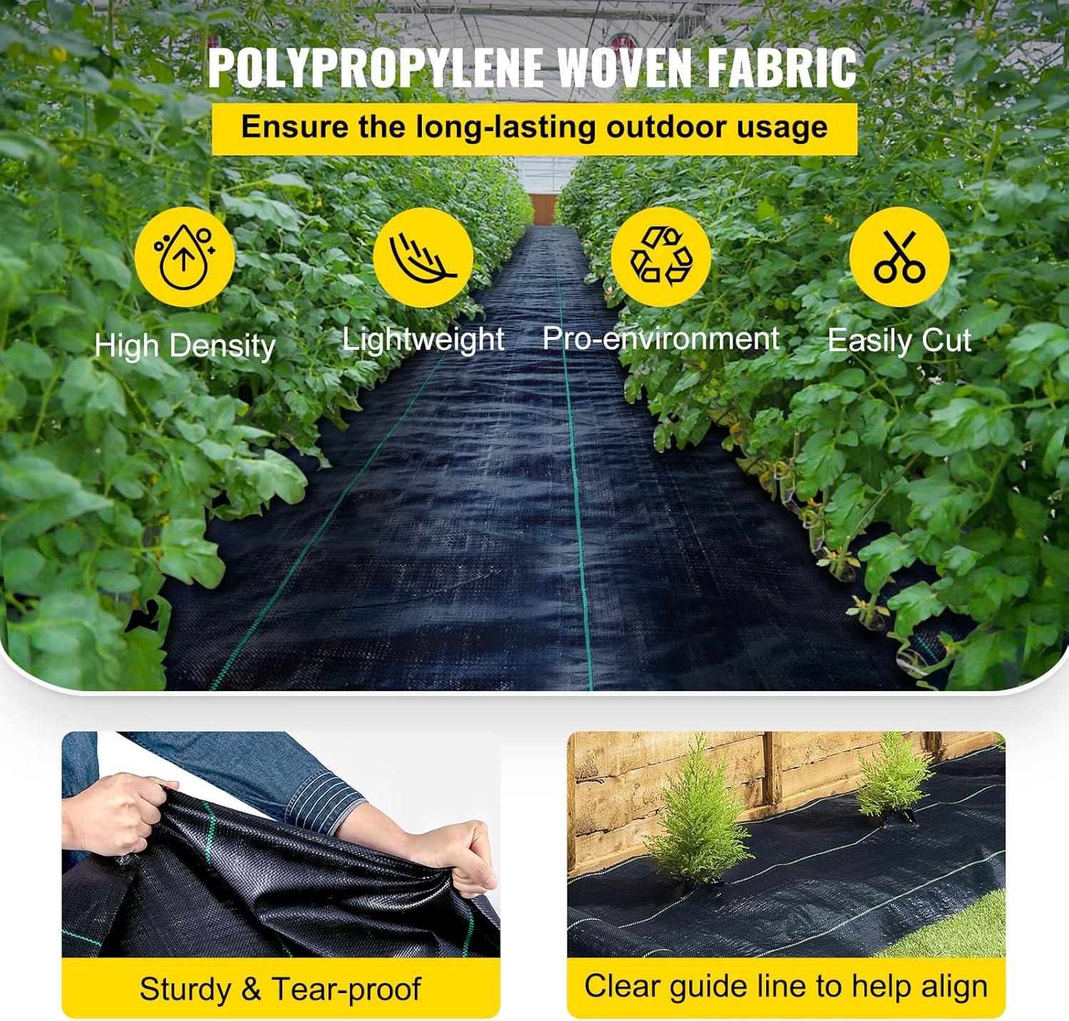imageHappybuy Weed Barrier Landscape Fabric Heavy Duty 4FTx250FT Geotextile Fabric 5Oz Woven Weed Block Gardening Mat Garden Weed Fabric Good Permeability for Flower Bed Driveway Fabric Ground Cover6FTx250FT41OZ