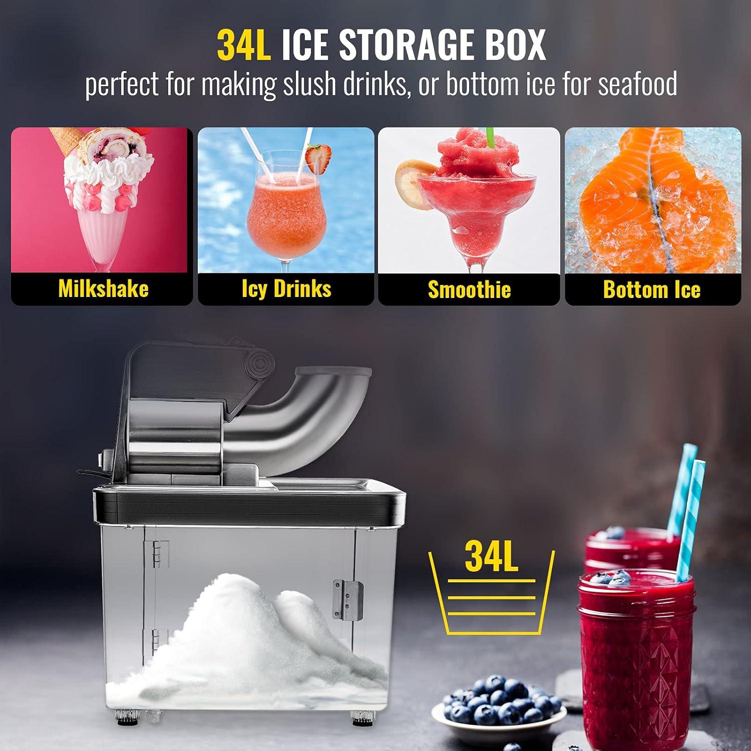 imageVEVOR 110V Commercial Ice Crusher 661LBSH ETL Approved 300W Electric Snow Cone Machine with Dual Blades Stainless Steel Shaved Ice Machine with Safety OnOff Switch for Family Restaurants BarsBlack