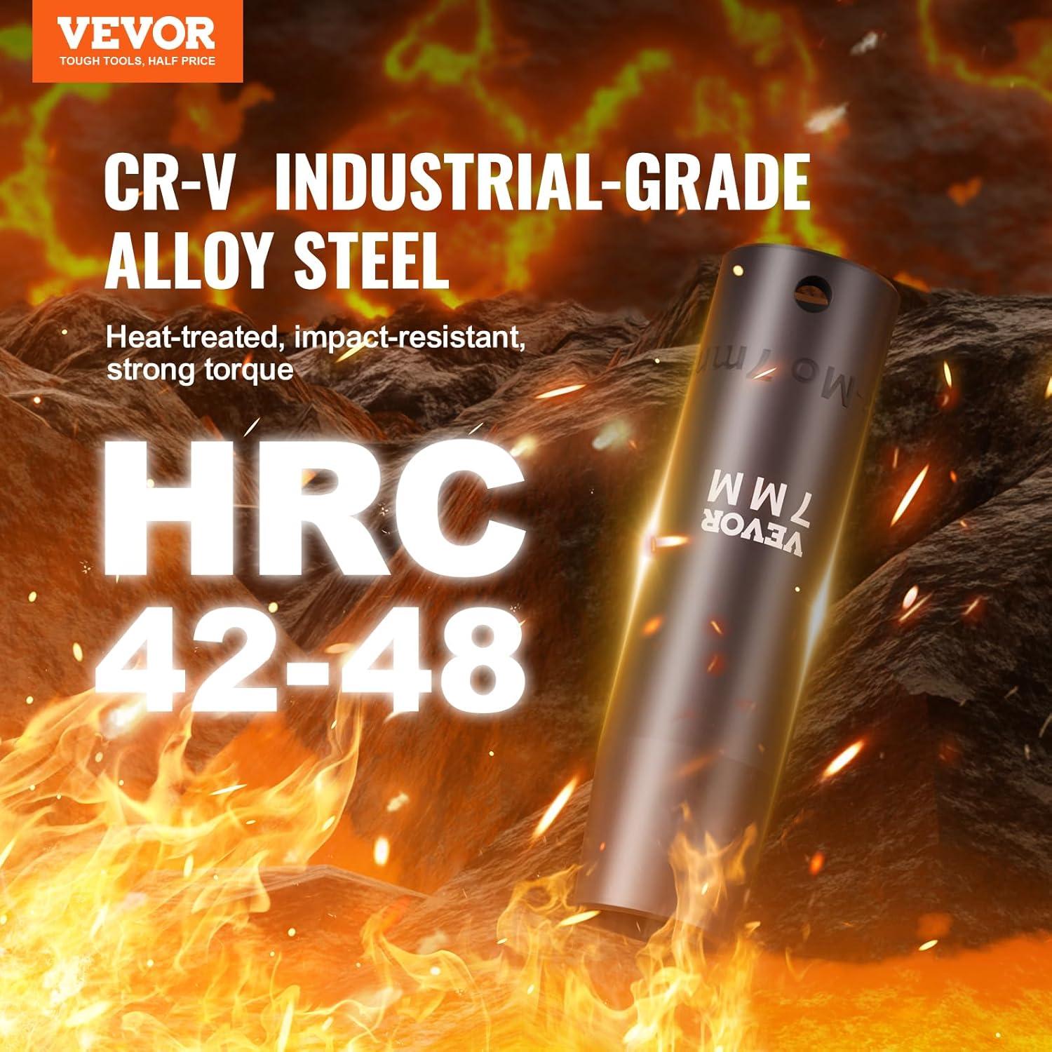 imageVEVOR 12quot Drive Impact Socket Set 65 Piece SAE 38quot to 114quot and Metric 1024mm 6 Point CrV Alloy Steel for Auto Repair EasytoRead Size Markings Rugged Construction Storage Case12 34PCS CRMO