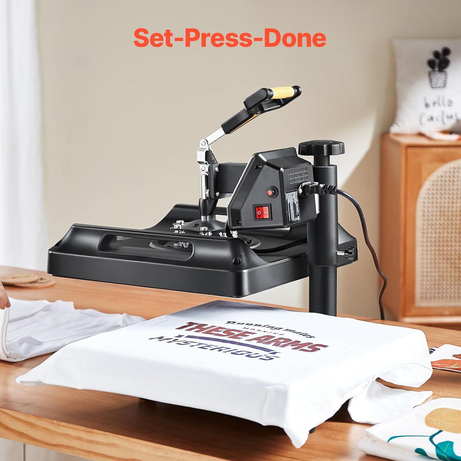 imageVEVOR 15x15 Heat Press Machine 8 in 1 Combo with 30 OZ Tumbler Press ampamp Hat Press Slide Out Heat Press Sublimation Machine for TShirts Hats Caps Tumblers Glass Cans Mugs and Plates Light Green8in115x15Black