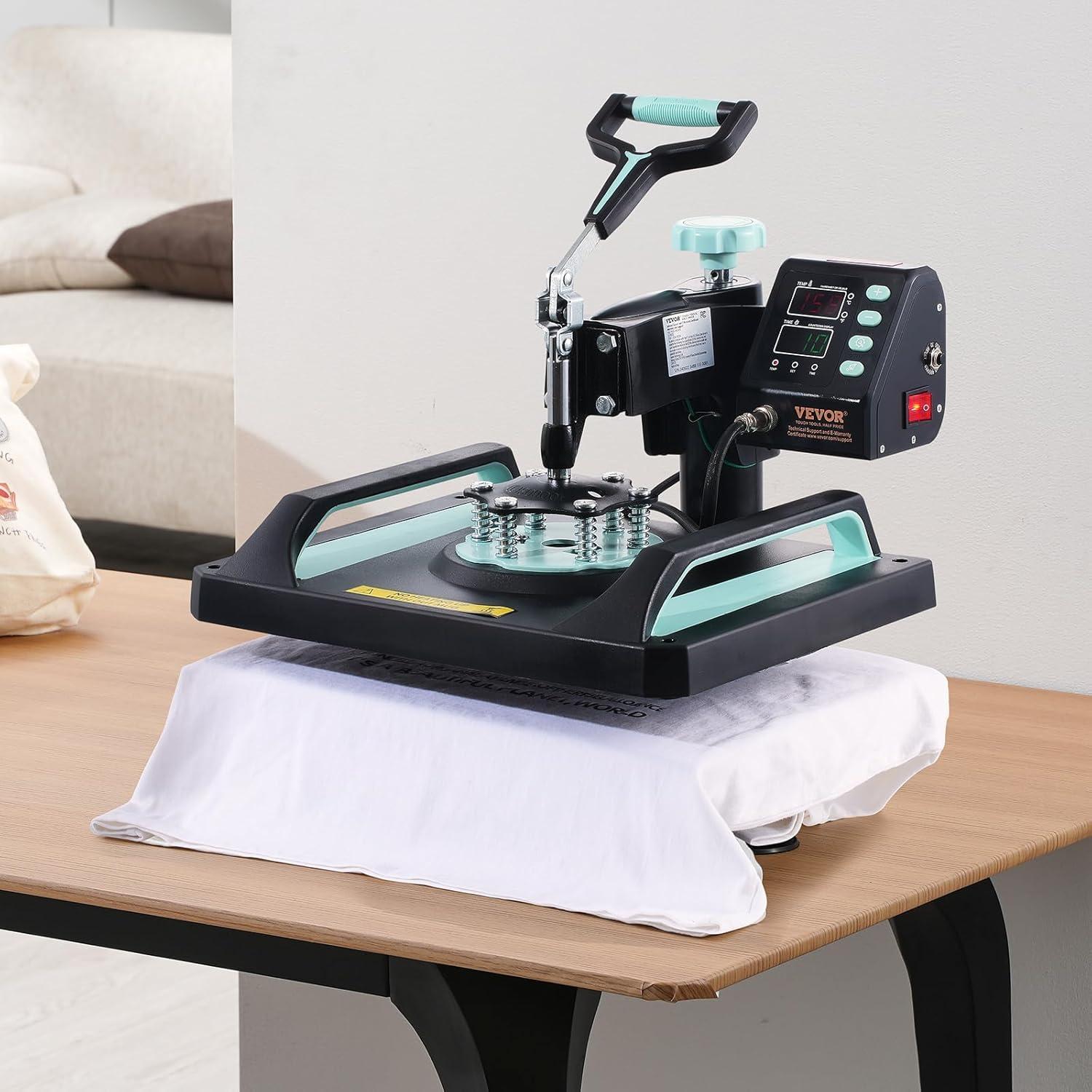 imageVEVOR 15x15 Heat Press Machine 8 in 1 Combo with 30 OZ Tumbler Press ampamp Hat Press Slide Out Heat Press Sublimation Machine for TShirts Hats Caps Tumblers Glass Cans Mugs and Plates Light Green8in112x1530OZGreen