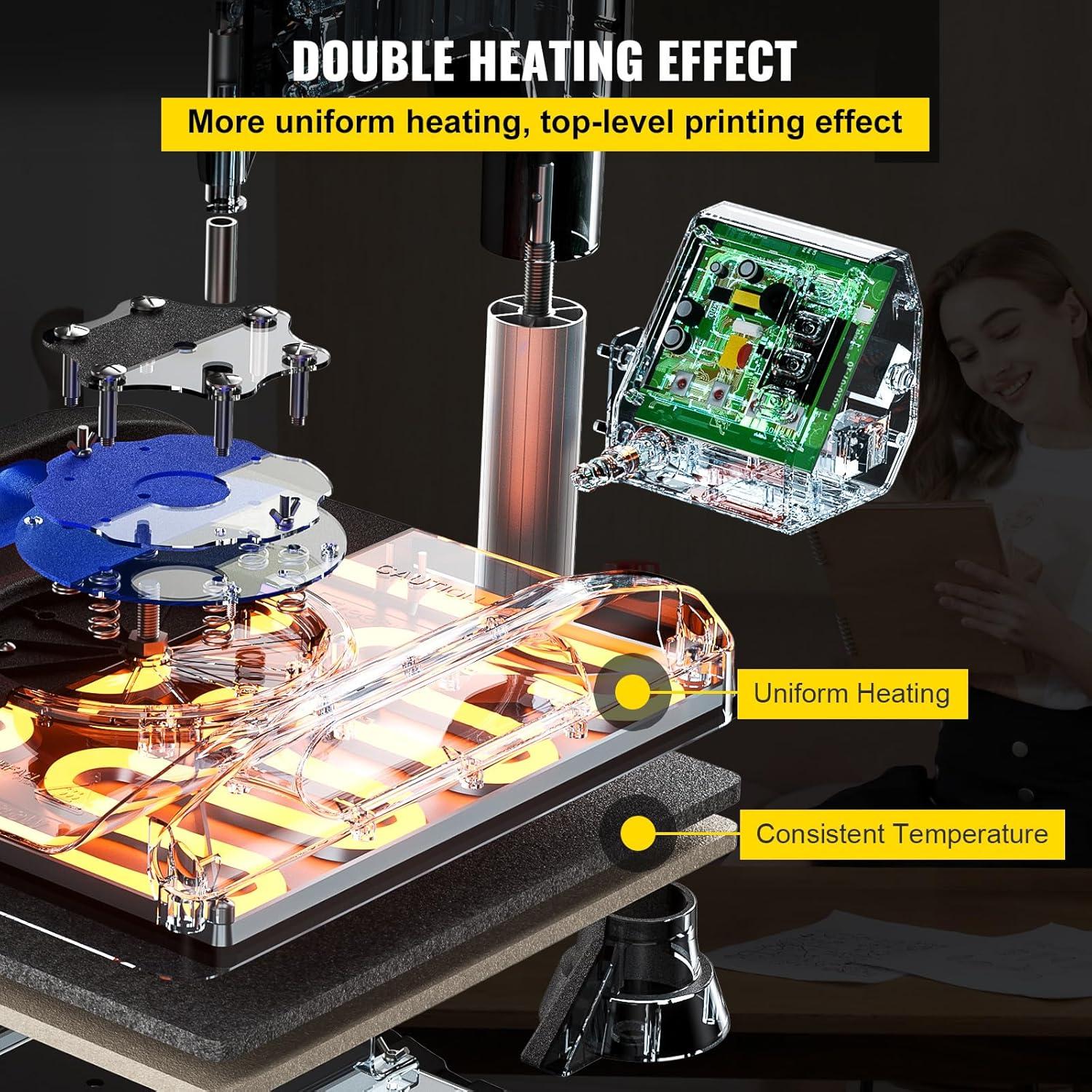 imageVEVOR 15x15 Heat Press Machine 8 in 1 Combo with 30 OZ Tumbler Press ampamp Hat Press Slide Out Heat Press Sublimation Machine for TShirts Hats Caps Tumblers Glass Cans Mugs and Plates Light Green12x15Blue