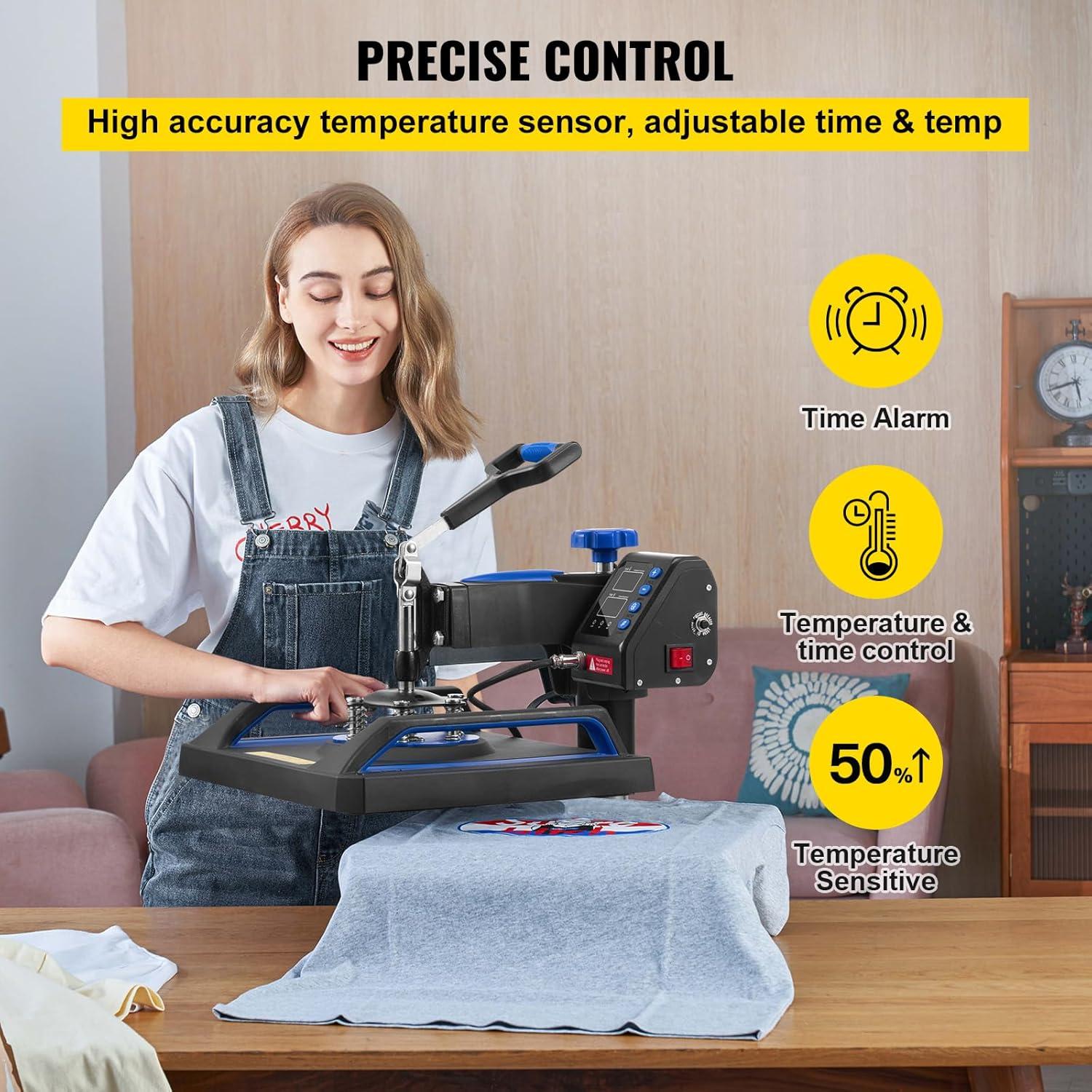 imageVEVOR 15x15 Heat Press Machine 8 in 1 Combo with 30 OZ Tumbler Press ampamp Hat Press Slide Out Heat Press Sublimation Machine for TShirts Hats Caps Tumblers Glass Cans Mugs and Plates Light Green12x15Blue