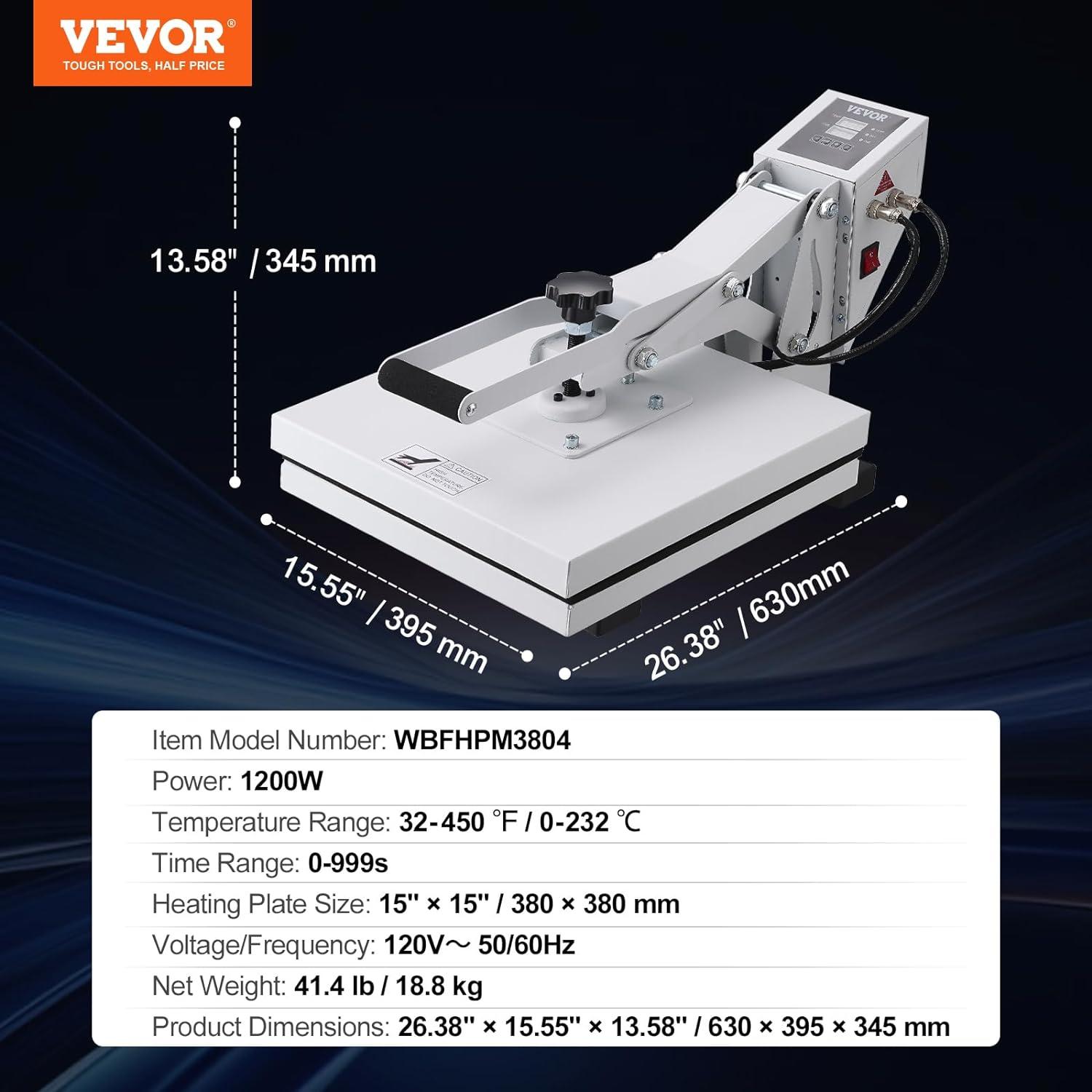 imageVEVOR 15x15 Heat Press Machine 8 in 1 Combo with 30 OZ Tumbler Press ampamp Hat Press Slide Out Heat Press Sublimation Machine for TShirts Hats Caps Tumblers Glass Cans Mugs and Plates Light Green15x15White