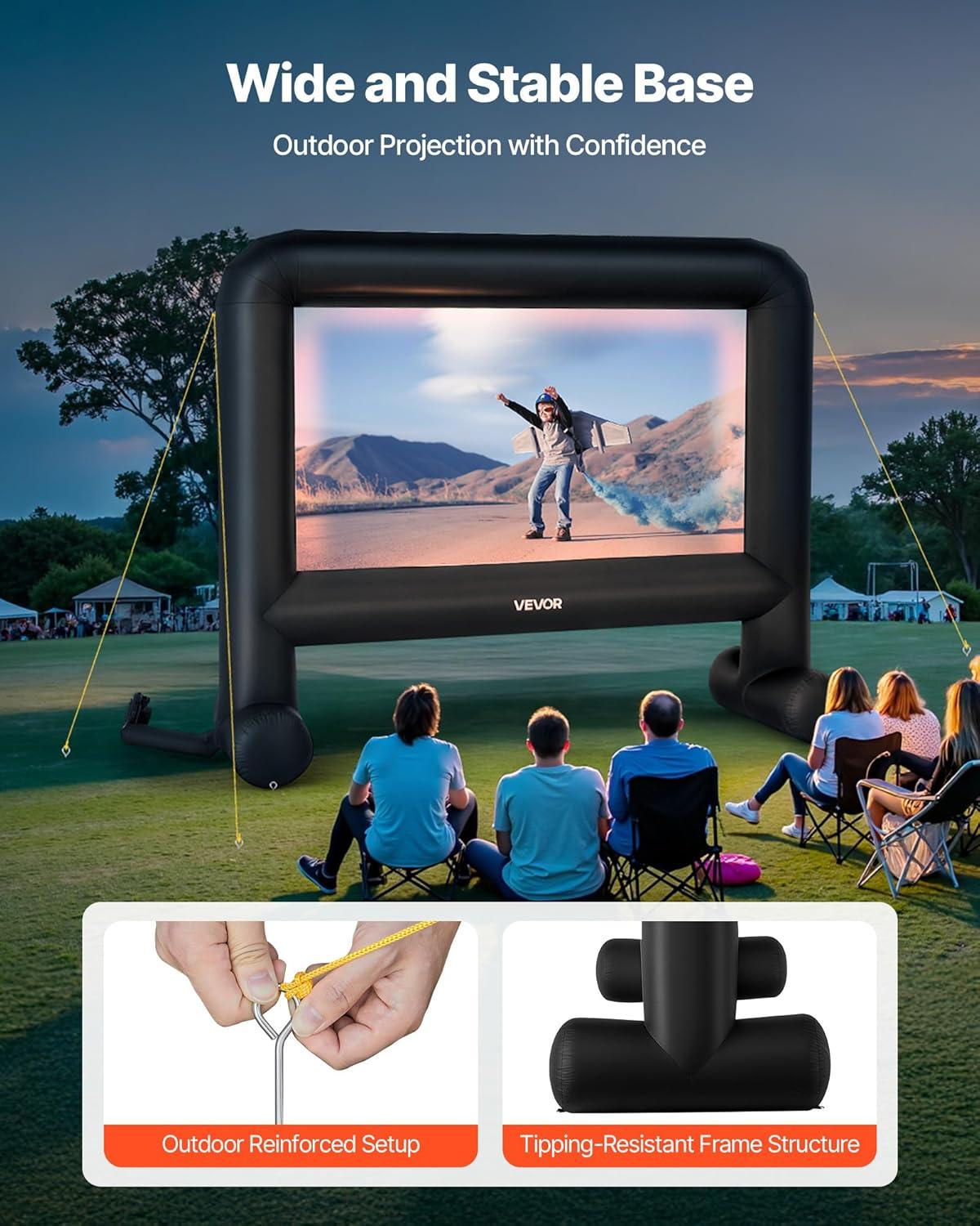 imageVEVOR 16FT Inflatable Movie Screen Outdoor Inflatable Projector Screen with Portable Storage Bag 169 Easy Set Up Movie Projection for Outdoor Backyard Home Theater Theme Party16ft