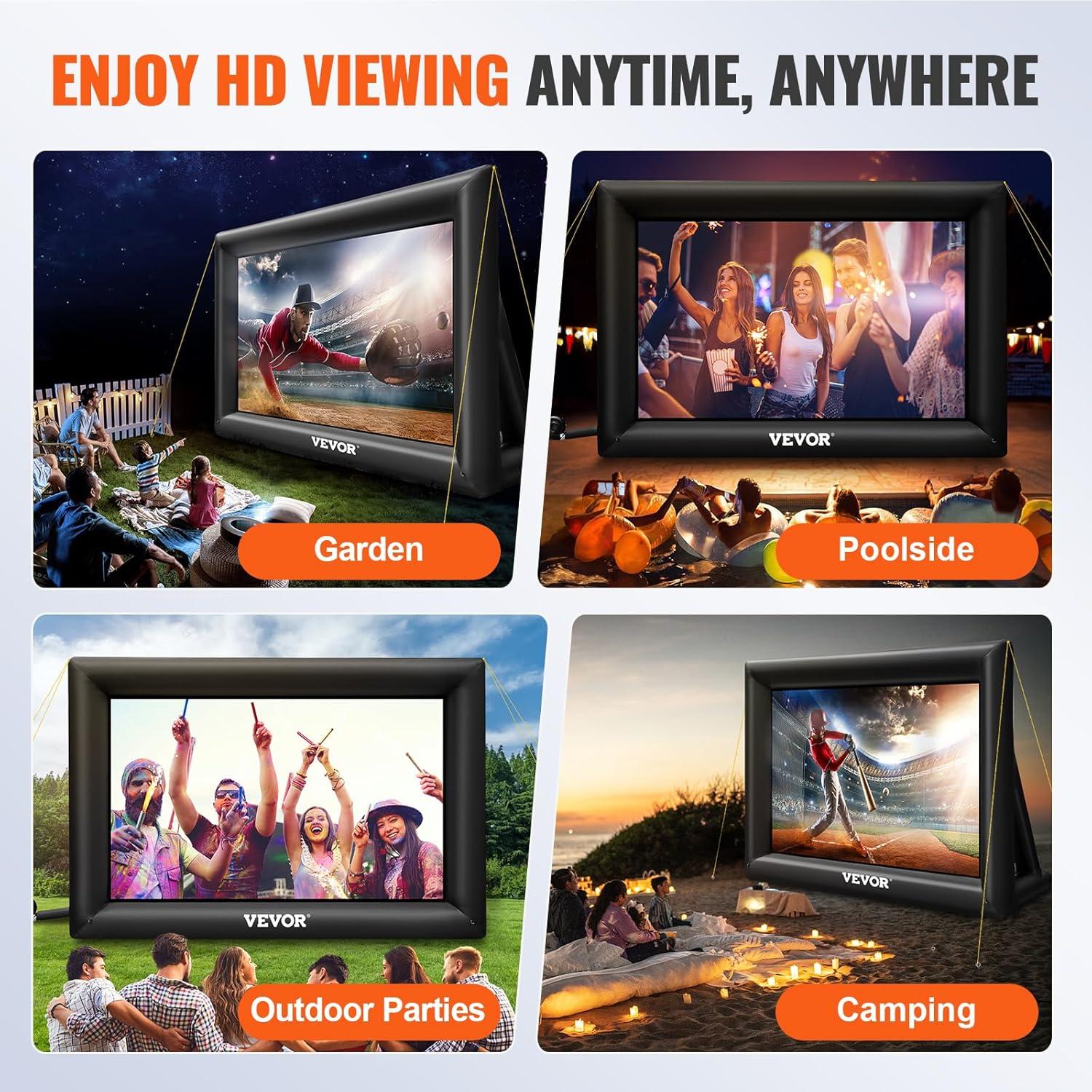 imageVEVOR 16FT Inflatable Movie Screen Outdoor Inflatable Projector Screen with Portable Storage Bag 169 Easy Set Up Movie Projection for Outdoor Backyard Home Theater Theme Party20ft