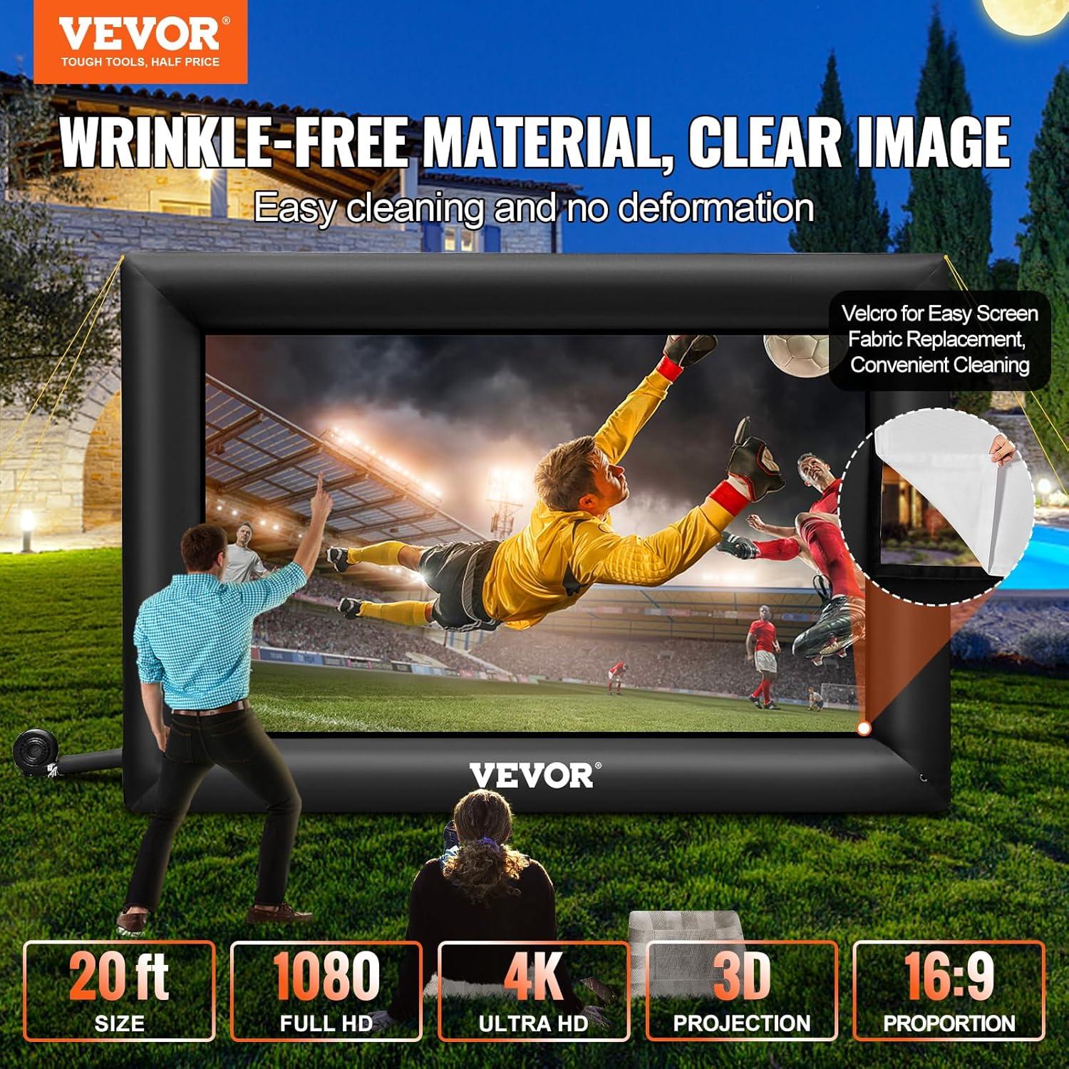imageVEVOR 16FT Inflatable Movie Screen Outdoor Inflatable Projector Screen with Portable Storage Bag 169 Easy Set Up Movie Projection for Outdoor Backyard Home Theater Theme Party20ft