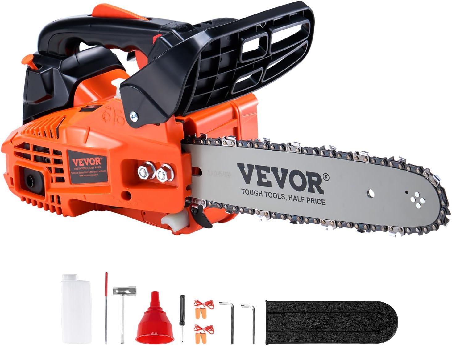 imageVEVOR 20inch 62CC Gas Powered Chainsaw 38 HP 2 Stroke Engine Gas Power Chainsaws with NonSlip Handle Gas Chainsaws with Dual Fuel Tanks For Wood Cutting Tree Trimming and Land Clearing254CC 12inch