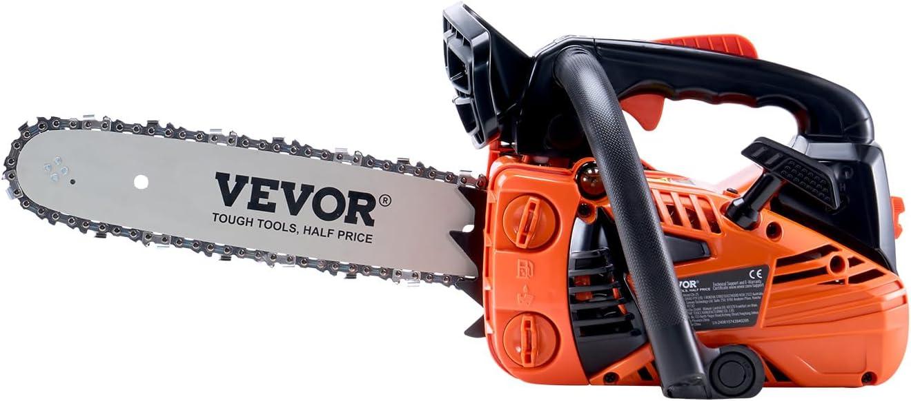 imageVEVOR 20inch 62CC Gas Powered Chainsaw 38 HP 2 Stroke Engine Gas Power Chainsaws with NonSlip Handle Gas Chainsaws with Dual Fuel Tanks For Wood Cutting Tree Trimming and Land Clearing254CC 12inch