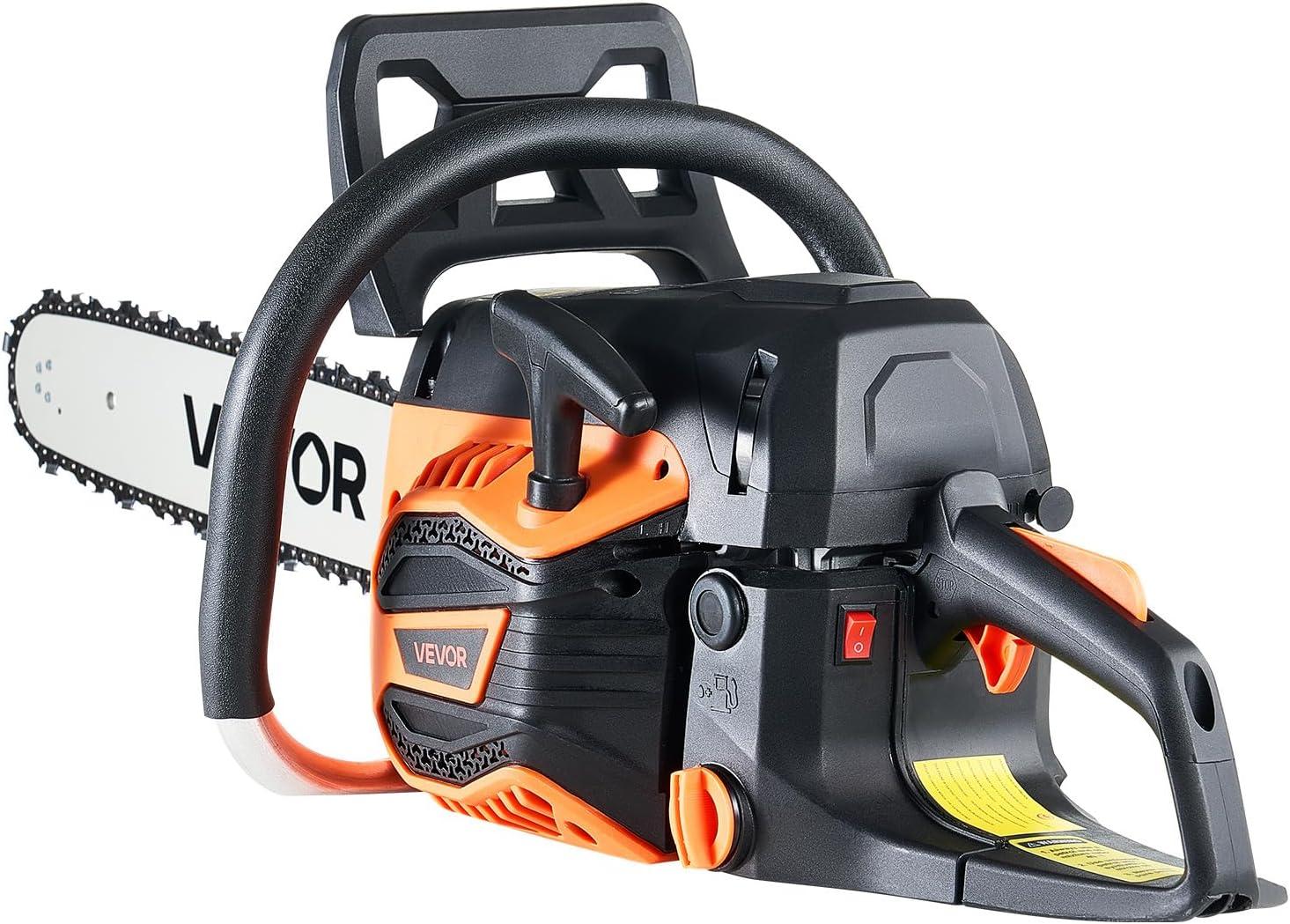 imageVEVOR 20inch 62CC Gas Powered Chainsaw 38 HP 2 Stroke Engine Gas Power Chainsaws with NonSlip Handle Gas Chainsaws with Dual Fuel Tanks For Wood Cutting Tree Trimming and Land Clearing62CC 20inch