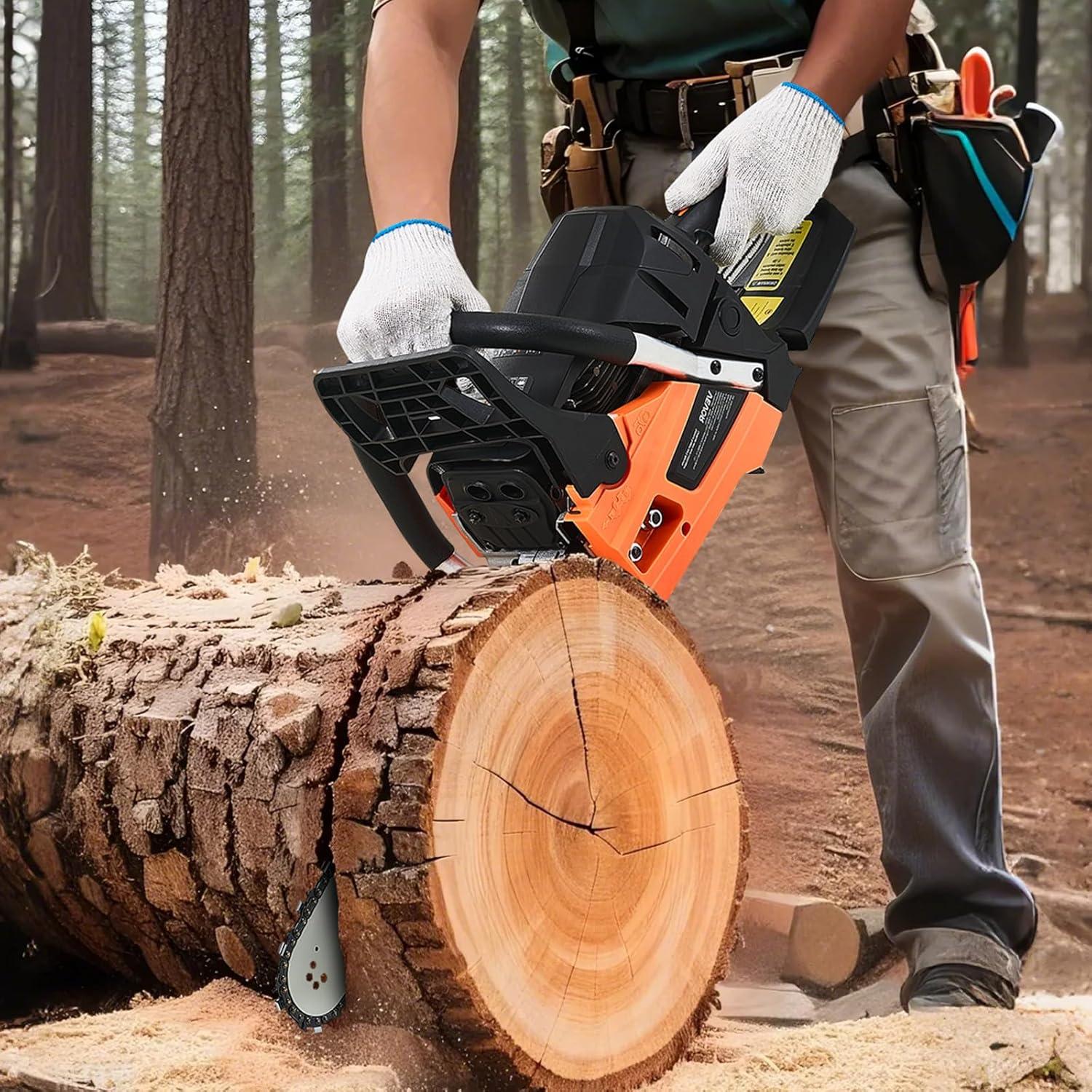 imageVEVOR 20inch 62CC Gas Powered Chainsaw 38 HP 2 Stroke Engine Gas Power Chainsaws with NonSlip Handle Gas Chainsaws with Dual Fuel Tanks For Wood Cutting Tree Trimming and Land Clearing62CC 20inch