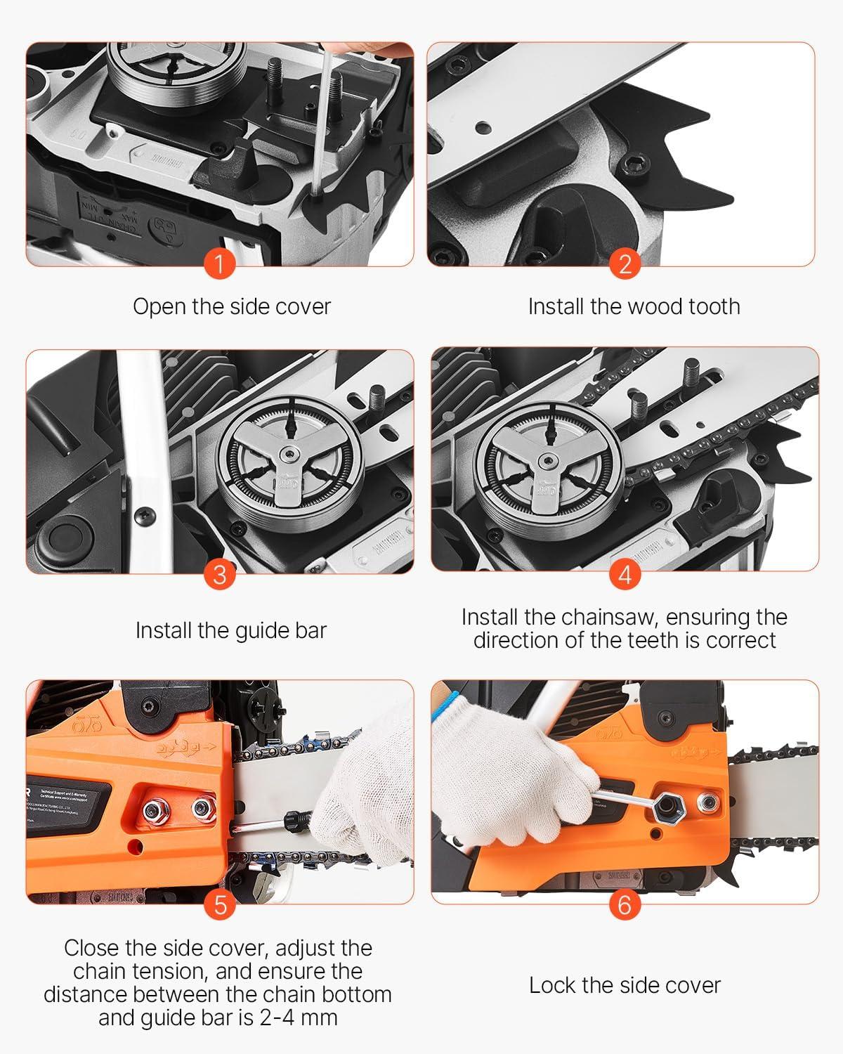 imageVEVOR 20inch 62CC Gas Powered Chainsaw 38 HP 2 Stroke Engine Gas Power Chainsaws with NonSlip Handle Gas Chainsaws with Dual Fuel Tanks For Wood Cutting Tree Trimming and Land Clearing52CC 18inch