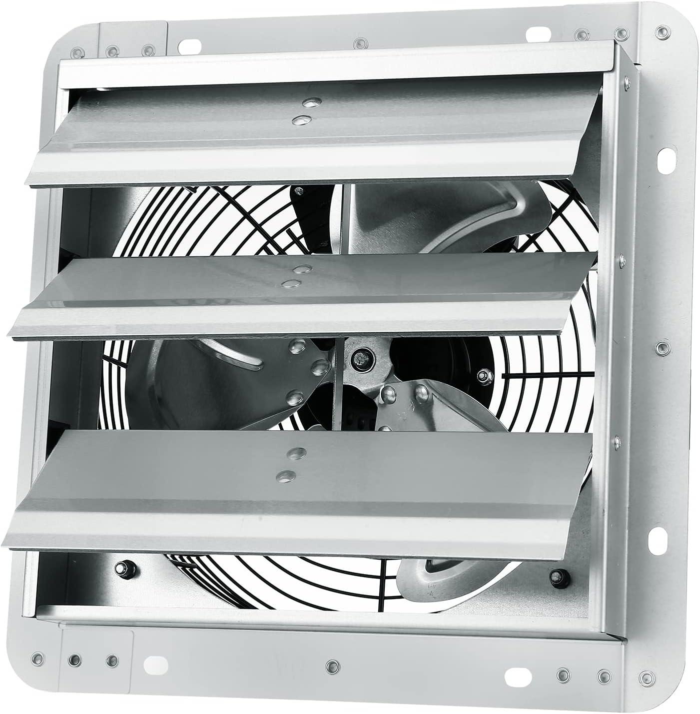 imageVEVOR 24 Inch Shutter Exhaust Fan Wall Mounted HighSpeed 3320CFM Vent Fan For Garages Shops Greenhouse Attic Ventilation AC Motor Fan Only10 Inch