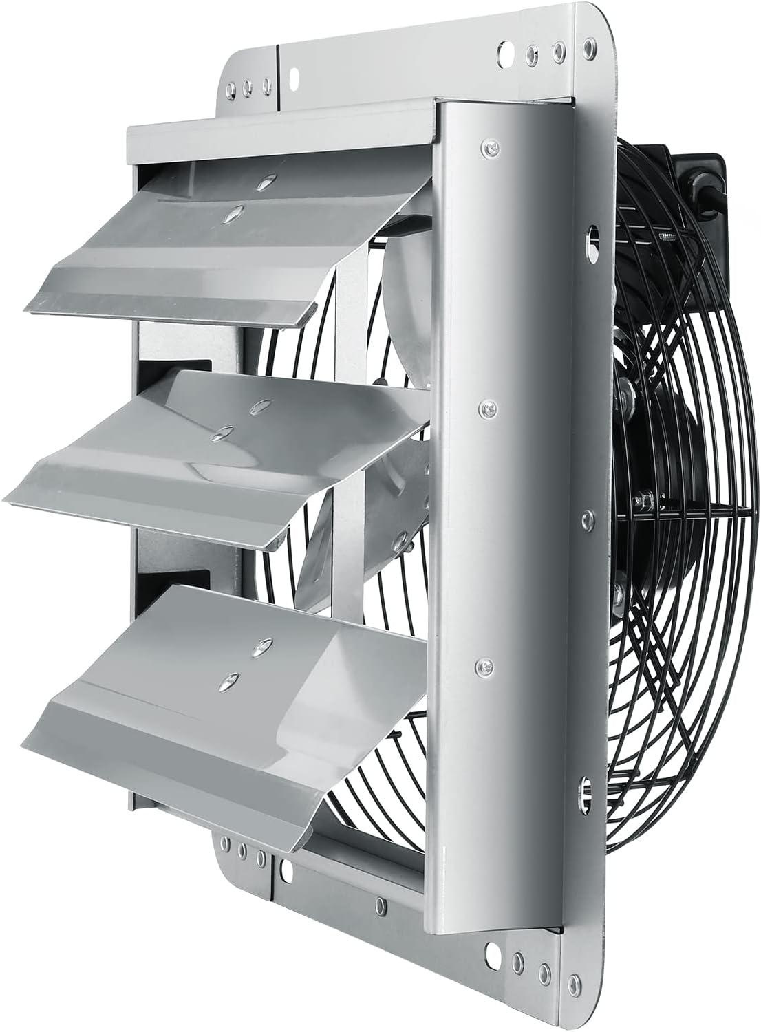 imageVEVOR 24 Inch Shutter Exhaust Fan Wall Mounted HighSpeed 3320CFM Vent Fan For Garages Shops Greenhouse Attic Ventilation AC Motor Fan Only12 Inch