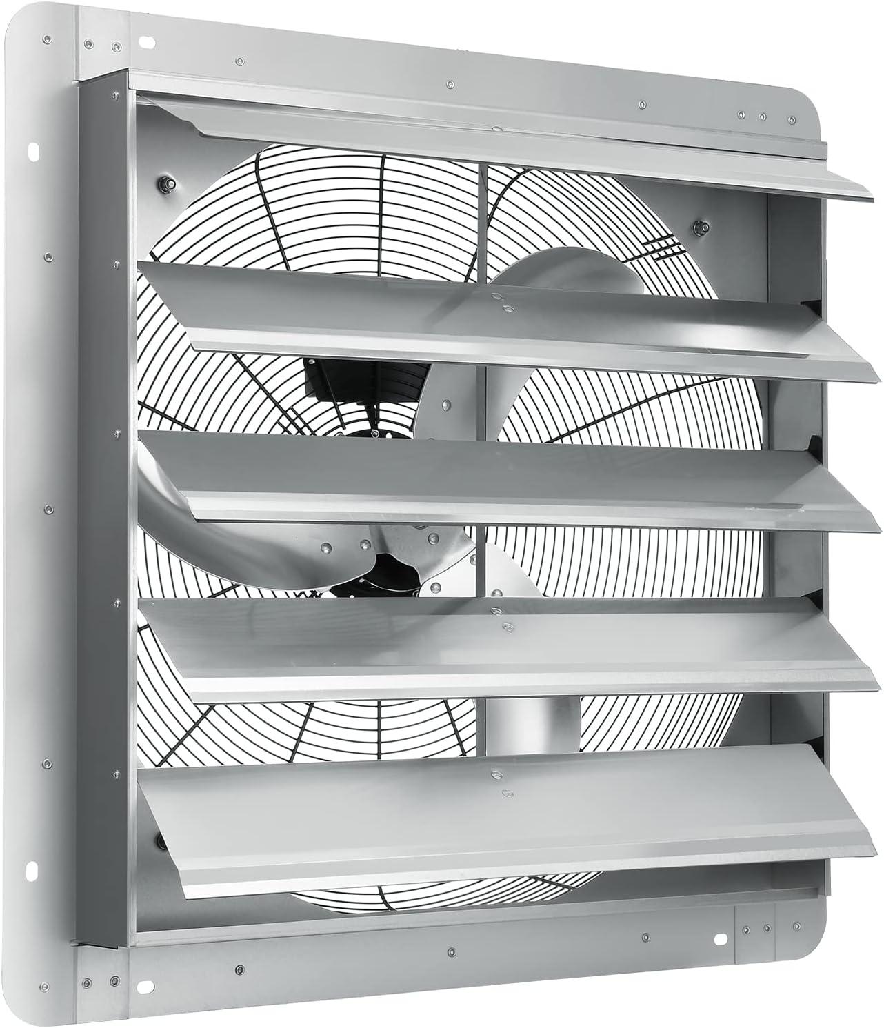 imageVEVOR 24 Inch Shutter Exhaust Fan Wall Mounted HighSpeed 3320CFM Vent Fan For Garages Shops Greenhouse Attic Ventilation AC Motor Fan Only24 Inch
