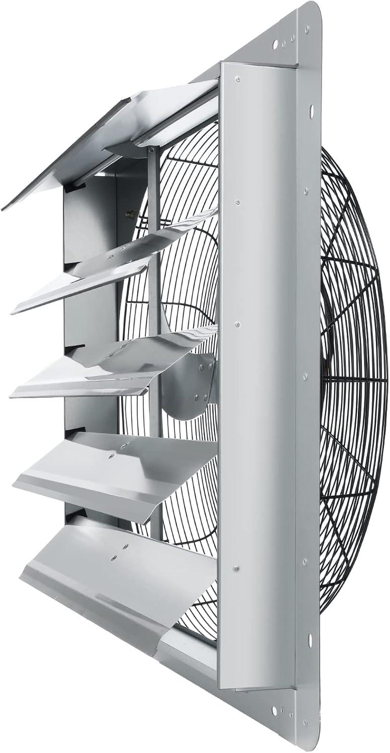 imageVEVOR 24 Inch Shutter Exhaust Fan Wall Mounted HighSpeed 3320CFM Vent Fan For Garages Shops Greenhouse Attic Ventilation AC Motor Fan Only24 Inch