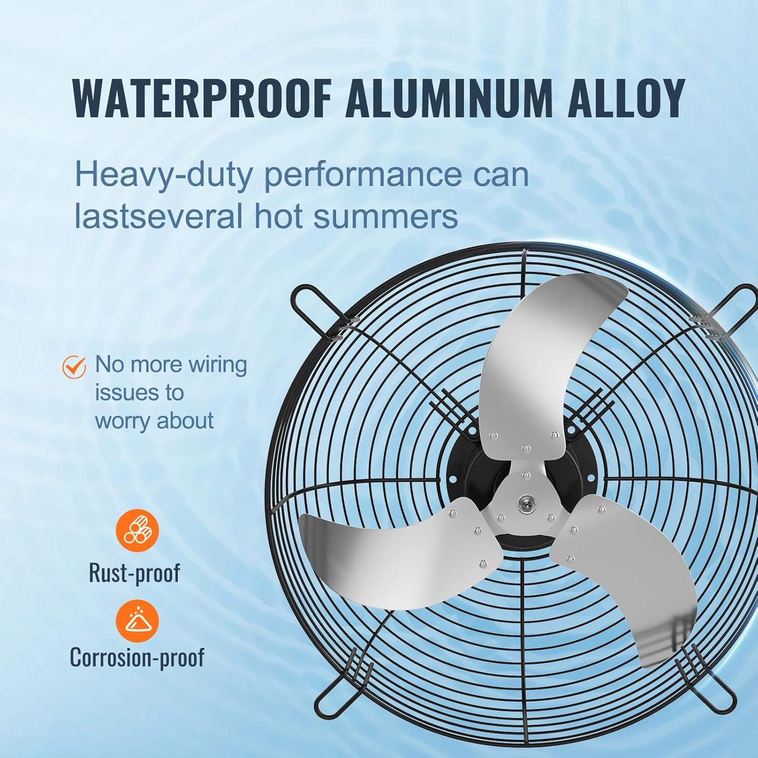imageVEVOR 24 Inch Shutter Exhaust Fan Wall Mounted HighSpeed 3320CFM Vent Fan For Garages Shops Greenhouse Attic Ventilation AC Motor Fan Only24 Inch