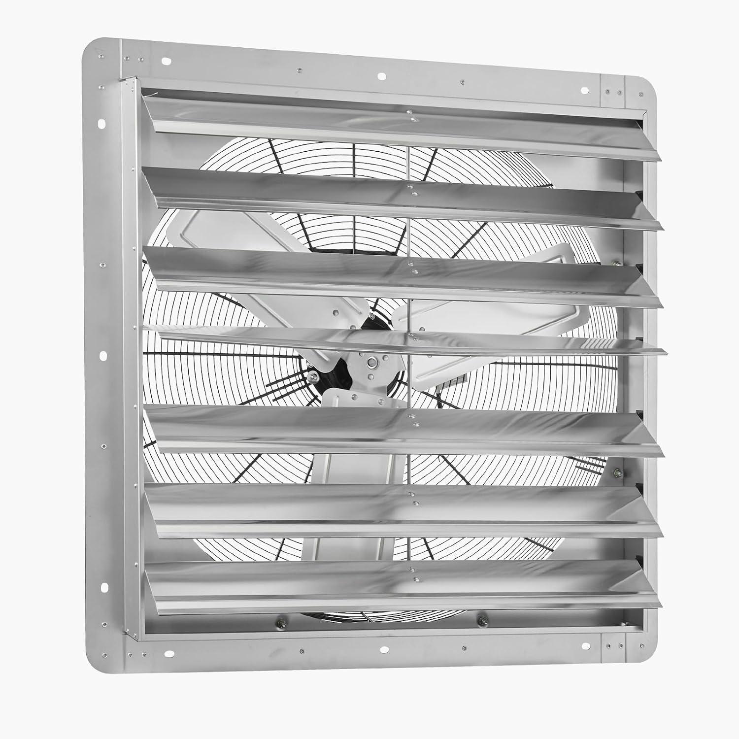 imageVEVOR 24 Inch Shutter Exhaust Fan Wall Mounted HighSpeed 3320CFM Vent Fan For Garages Shops Greenhouse Attic Ventilation AC Motor Fan Only30 Inch
