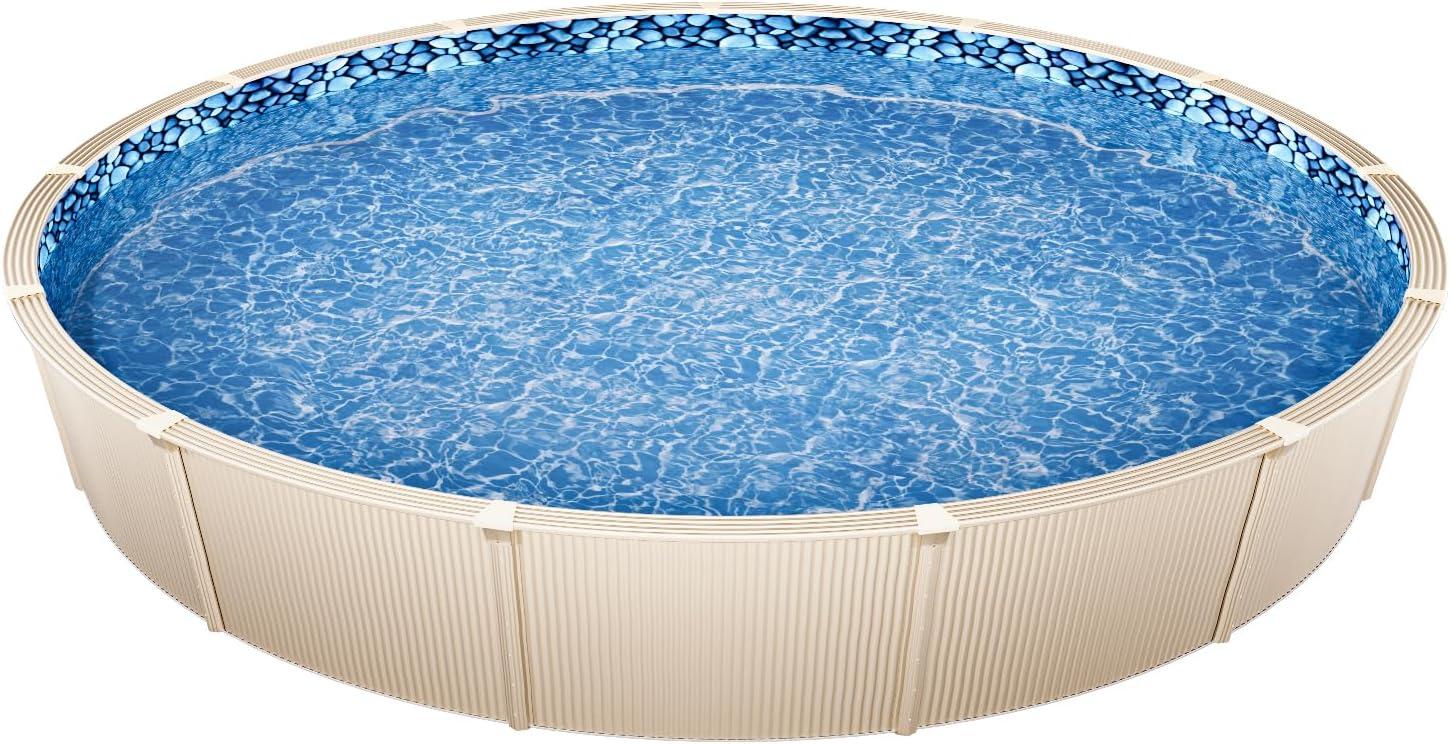 imageVEVOR 24ft Round Above Ground Pool Liner Unibead Pool Liners Standard Gauge 52inch Wall Height Designed for Steel Sided AboveGround Swimming PoolsRound