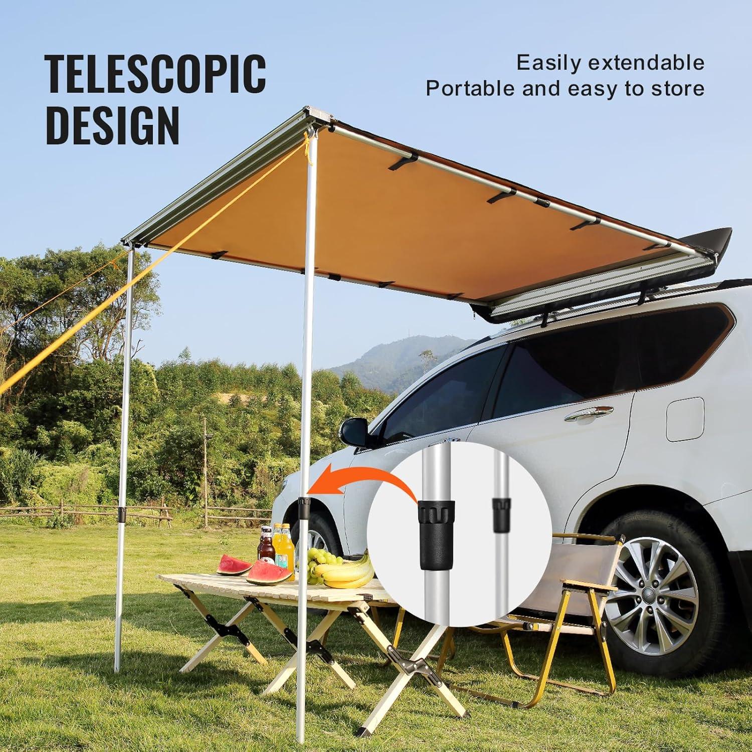 imageVEVOR 270 Degree Vehicle Overland Awning Free Standing Driver Side Waterproof Car Shelter UV50 Vehicle Awning for SUV Truck Van Ultimate Sun Protection 270LTEKhaki 46X66ft Car Awning