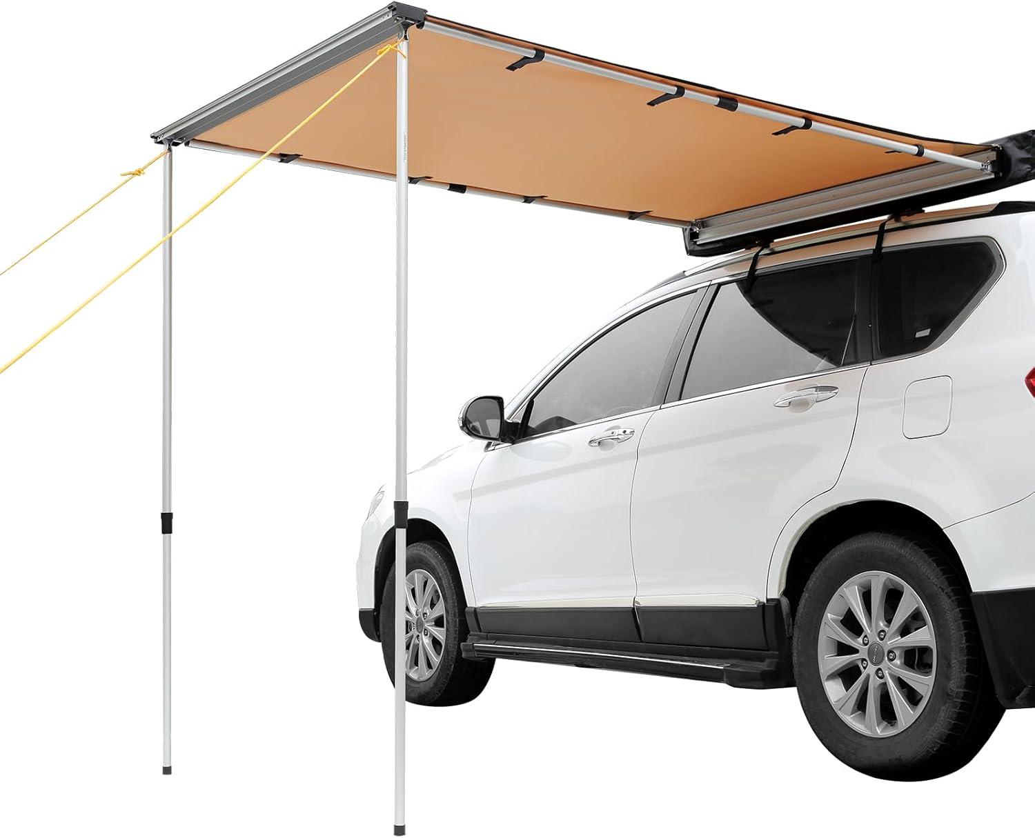 imageVEVOR 270 Degree Vehicle Overland Awning Free Standing Driver Side Waterproof Car Shelter UV50 Vehicle Awning for SUV Truck Van Ultimate Sun Protection 270LTEKhaki 46X66ft Car Awning