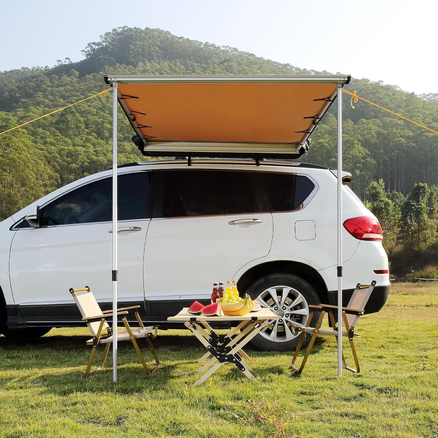 imageVEVOR 270 Degree Vehicle Overland Awning Free Standing Driver Side Waterproof Car Shelter UV50 Vehicle Awning for SUV Truck Van Ultimate Sun Protection 270LTEKhaki 66X82ft Car Awning