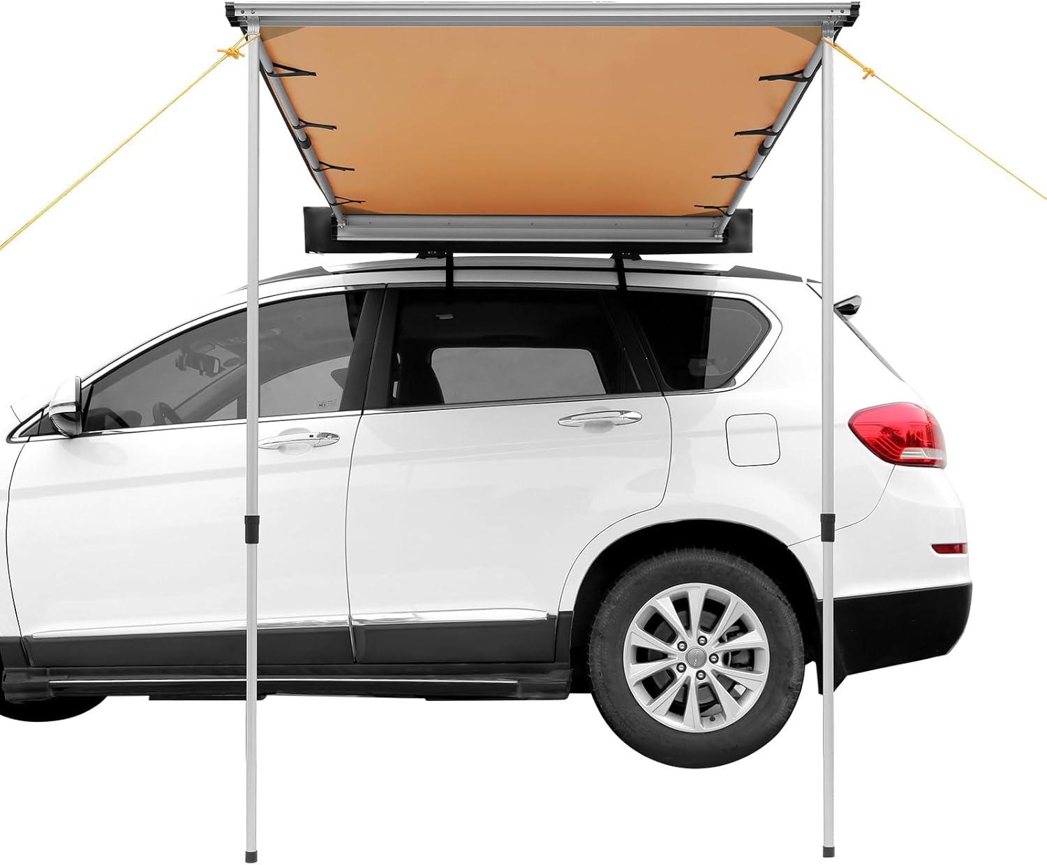 imageVEVOR 270 Degree Vehicle Overland Awning Free Standing Driver Side Waterproof Car Shelter UV50 Vehicle Awning for SUV Truck Van Ultimate Sun Protection 270LTEKhaki 66X82ft Car Awning
