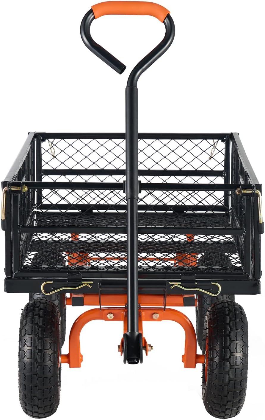 imageVEVOR 400lbs Steel Garden Dump Cart Heavy Duty Garden Wagon Yard Dump Wagon with Removable Sides Convert to Flatbed Utility Liner 10in All Terrain Wheels880lbs