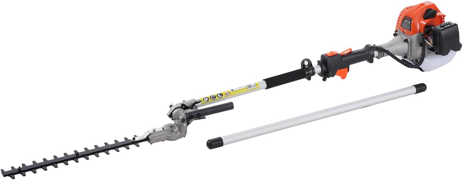 imageVEVOR 5in1 26cc 2 Cycle Gas Powered Dual Sided Hedge Trimmer Weed Eater String Trimmer Edger Pole Saw Chainsaw Pruner with EPA CE and EMC Certification26cc 5in1 Gas Hedge Trimmer  Weed Eater  String Trimmer  Brush Cutter  Edger  Pole Saw Chainsaw Pruner