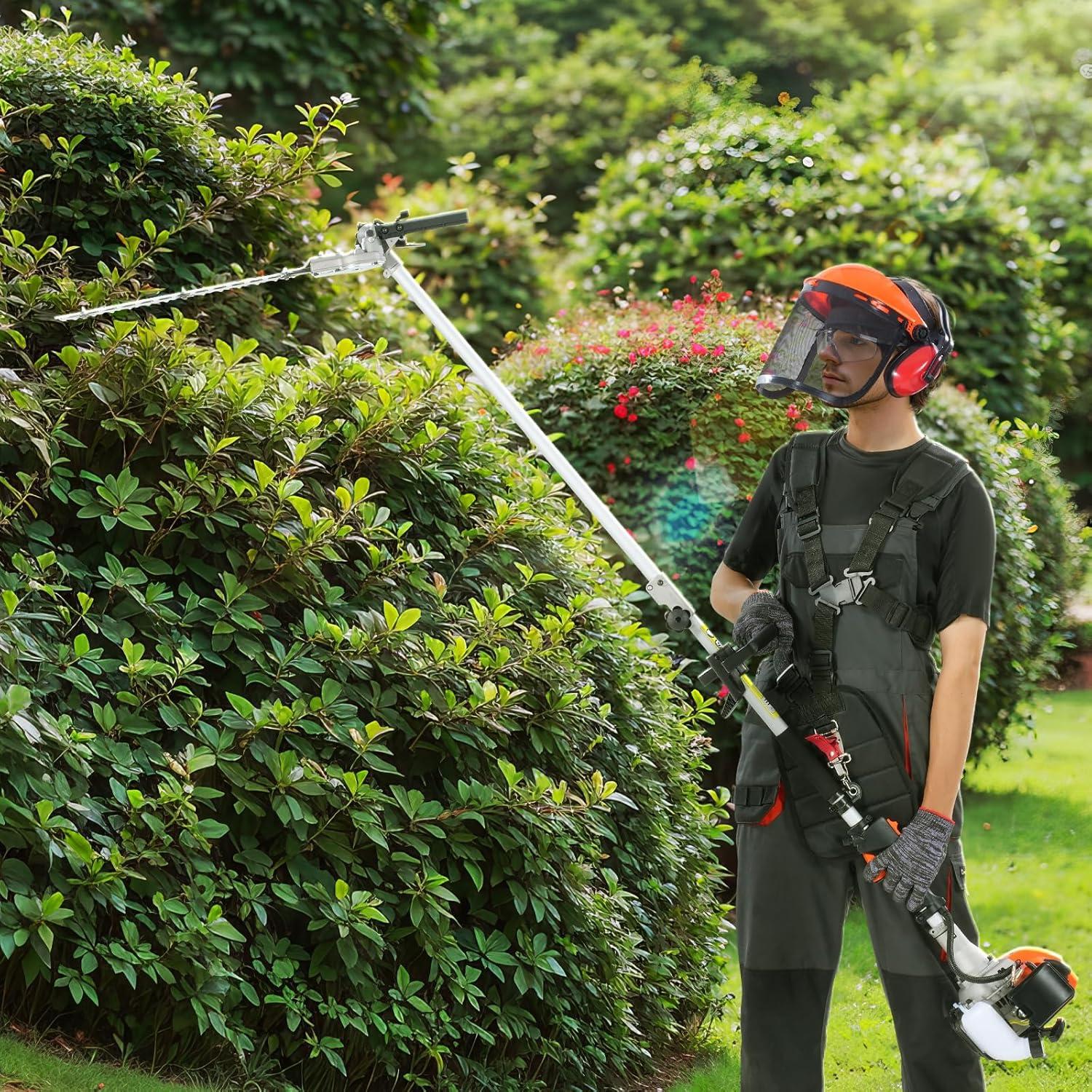 imageVEVOR 5in1 26cc 2 Cycle Gas Powered Dual Sided Hedge Trimmer Weed Eater String Trimmer Edger Pole Saw Chainsaw Pruner with EPA CE and EMC Certification43cc Gas Hedge Trimmer