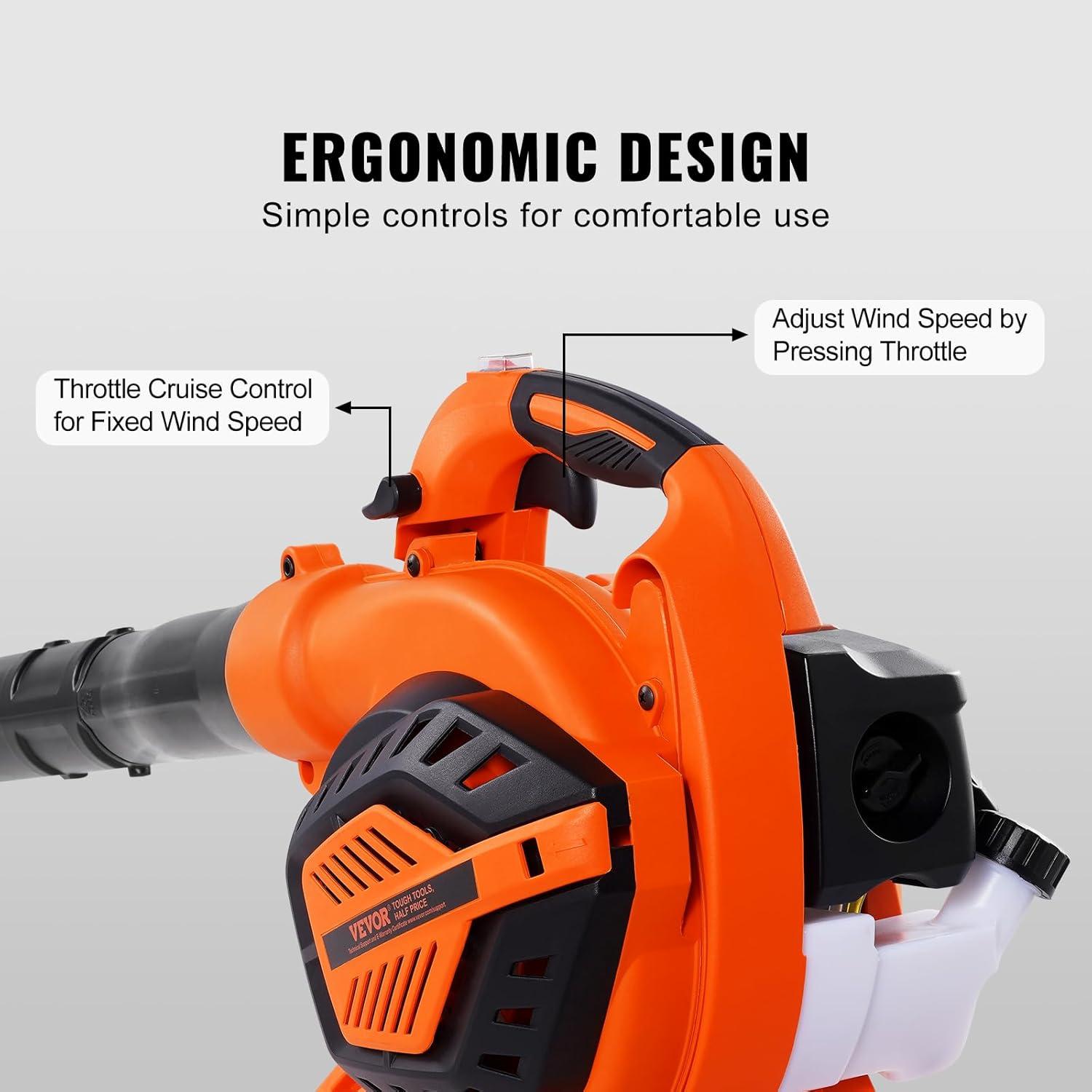 imageVEVOR 63CC Backpack Leaf Blower Gas Powered 189L Tank Delivers 1110CFM ampamp 220MPH Perfect for Garden Maintenance Clearing Leaves ampamp Snow26CC Handheld