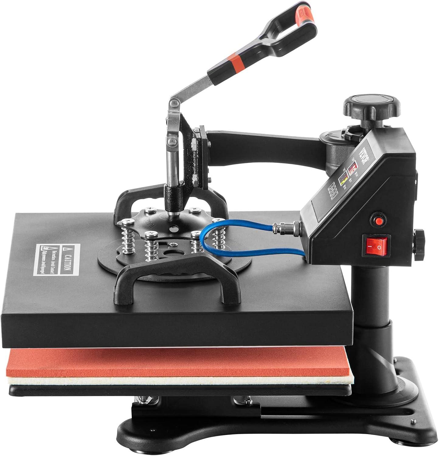 imageVEVOR 8 in 1 Heat Press Machine 15x15 Inch 360 Swing Away Tshirt Press Digital Professional Sublimation Heat Transfer for T Shirts Hat Cap Mug PlateBlack