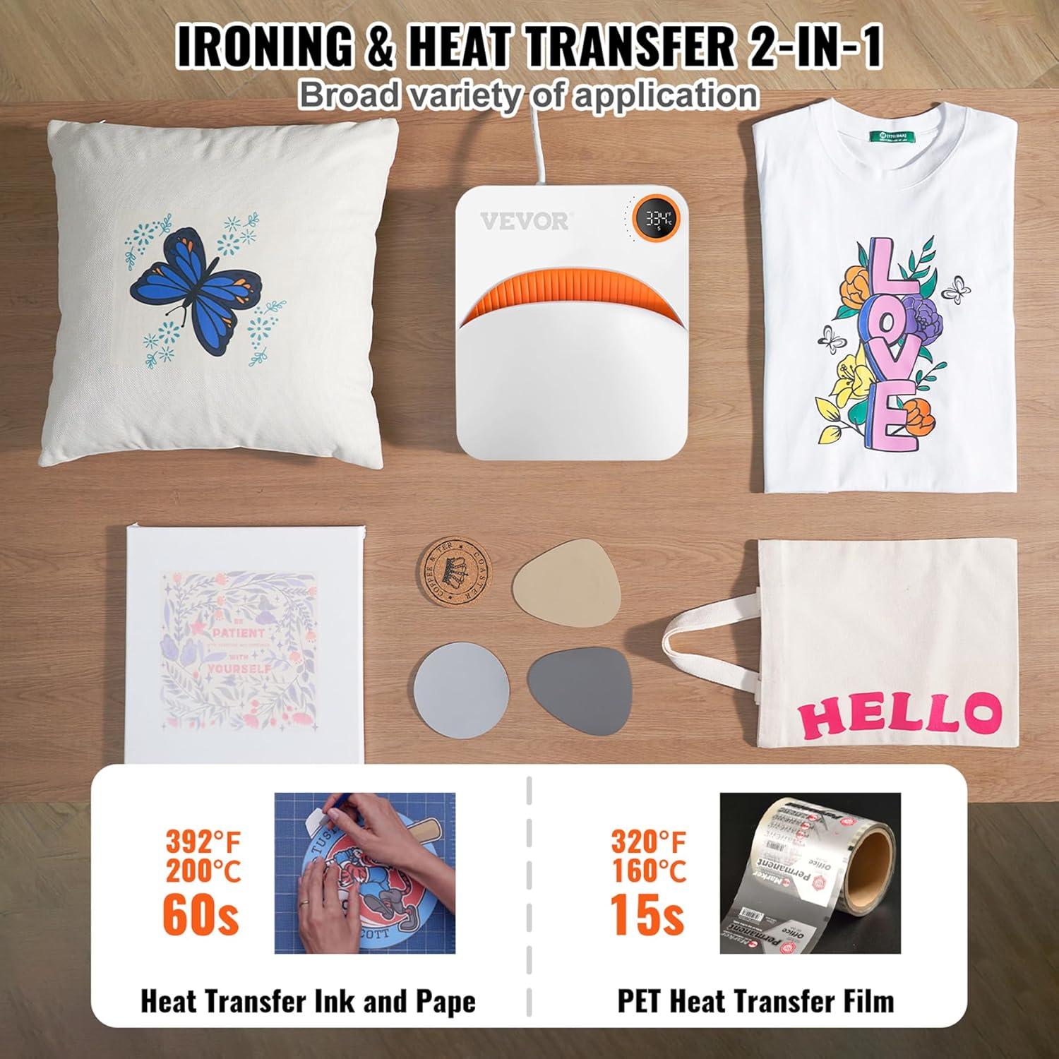 imageVEVOR 8 in 1 Heat Press Machine 15x15 Inch 360 Swing Away Tshirt Press Digital Professional Sublimation Heat Transfer for T Shirts Hat Cap Mug PlatePink