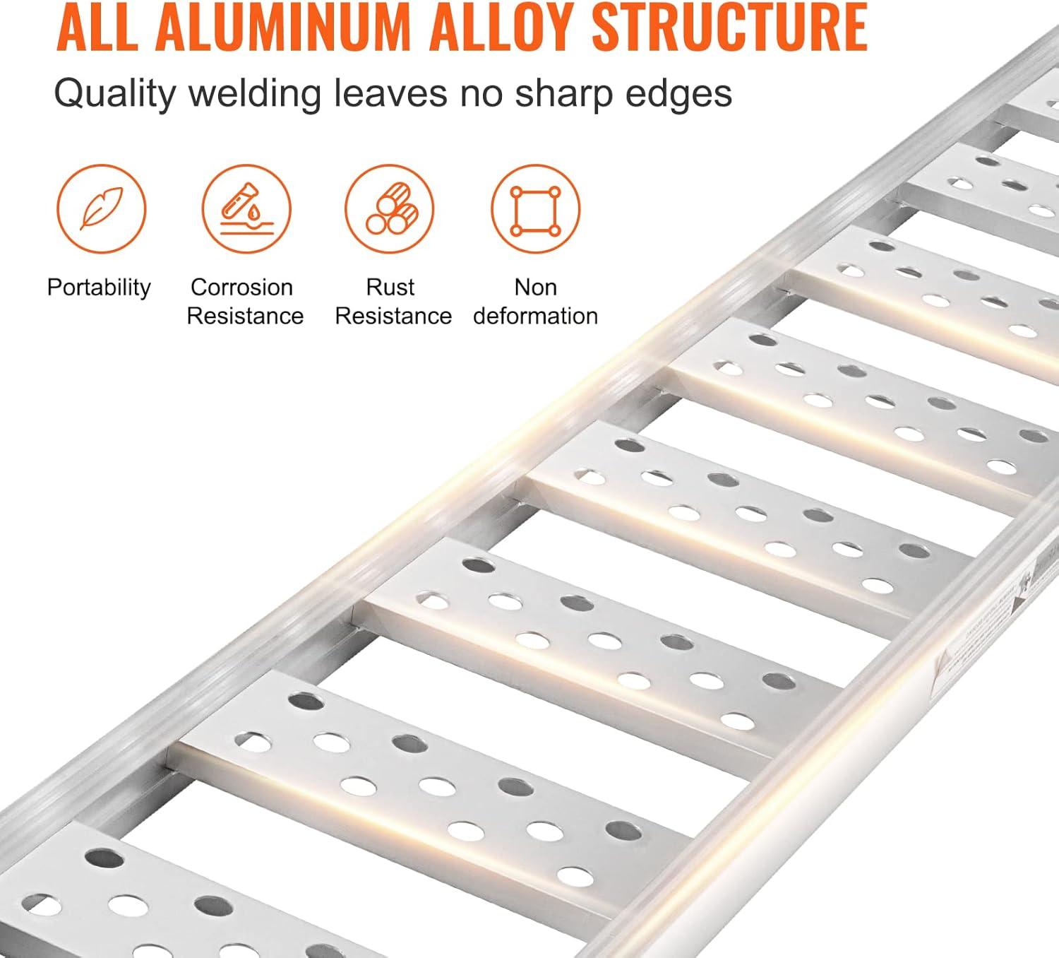 imageVEVOR Aluminum Ramps 1250lbs Straight Ramp with Treads and Load Straps Portable Loading Ramp for Motorcycles ATVs Trucks Lawn Mower Dirt Bike Garden Tractor 78quot L x 12quot W 2Pcs1250lbs