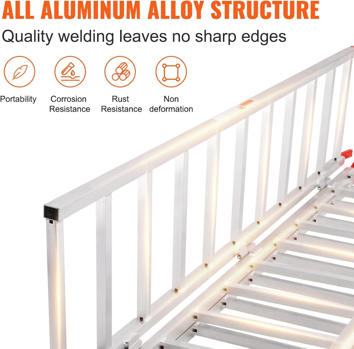 imageVEVOR Aluminum Ramps 1250lbs Straight Ramp with Treads and Load Straps Portable Loading Ramp for Motorcycles ATVs Trucks Lawn Mower Dirt Bike Garden Tractor 78quot L x 12quot W 2Pcs1500lbs