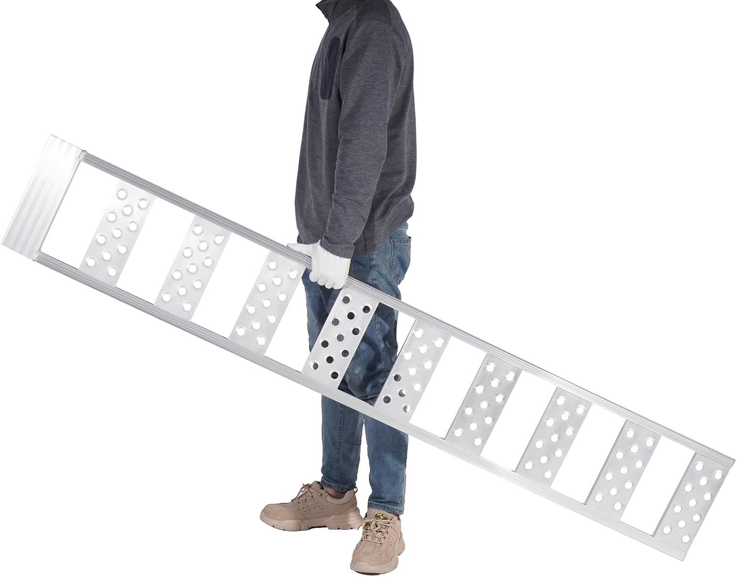 imageVEVOR Aluminum Ramps 1250lbs Straight Ramp with Treads and Load Straps Portable Loading Ramp for Motorcycles ATVs Trucks Lawn Mower Dirt Bike Garden Tractor 78quot L x 12quot W 2Pcs1250lbs