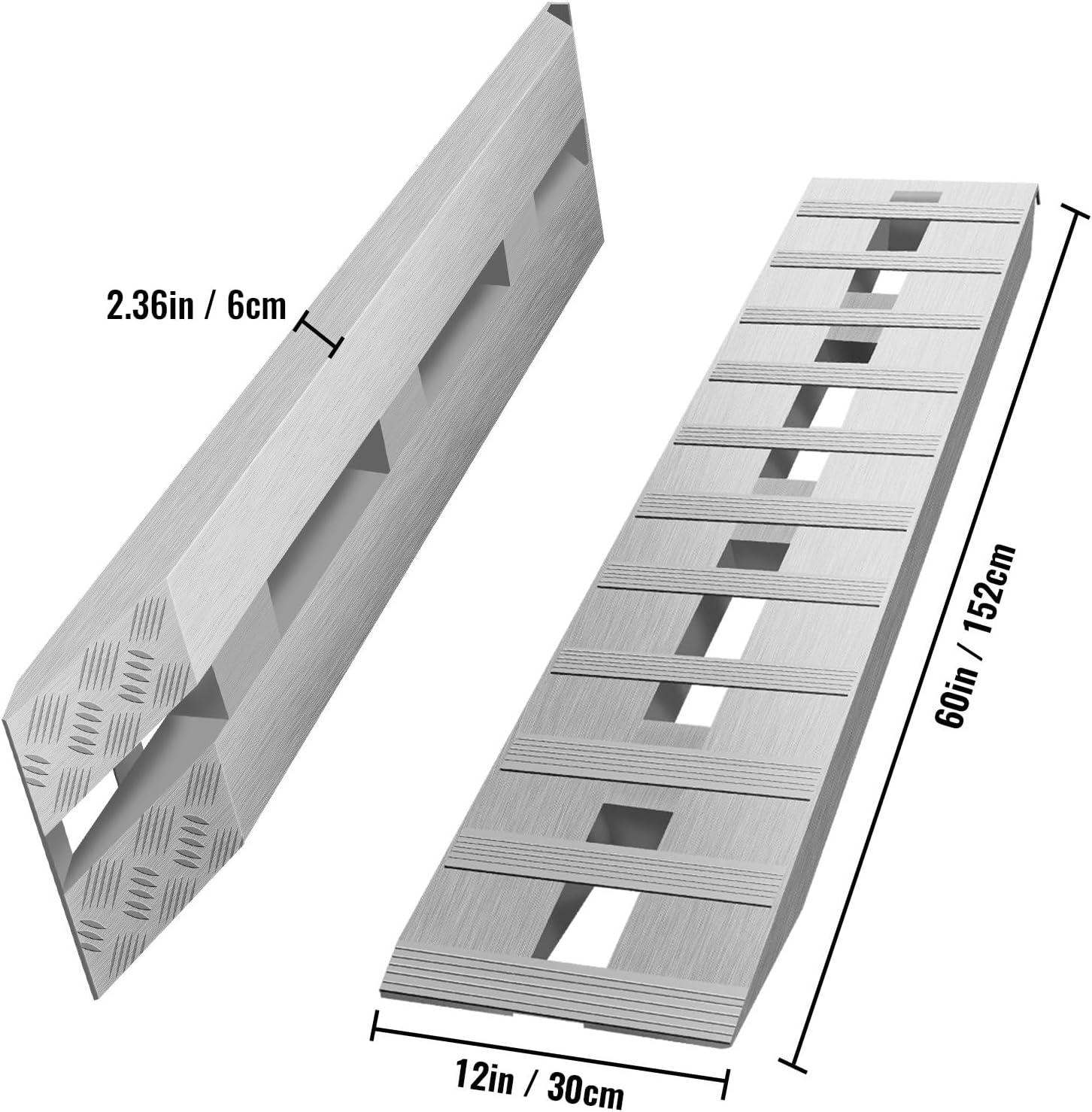 imageVEVOR Aluminum Ramps 1250lbs Straight Ramp with Treads and Load Straps Portable Loading Ramp for Motorcycles ATVs Trucks Lawn Mower Dirt Bike Garden Tractor 78quot L x 12quot W 2Pcs6000lbs