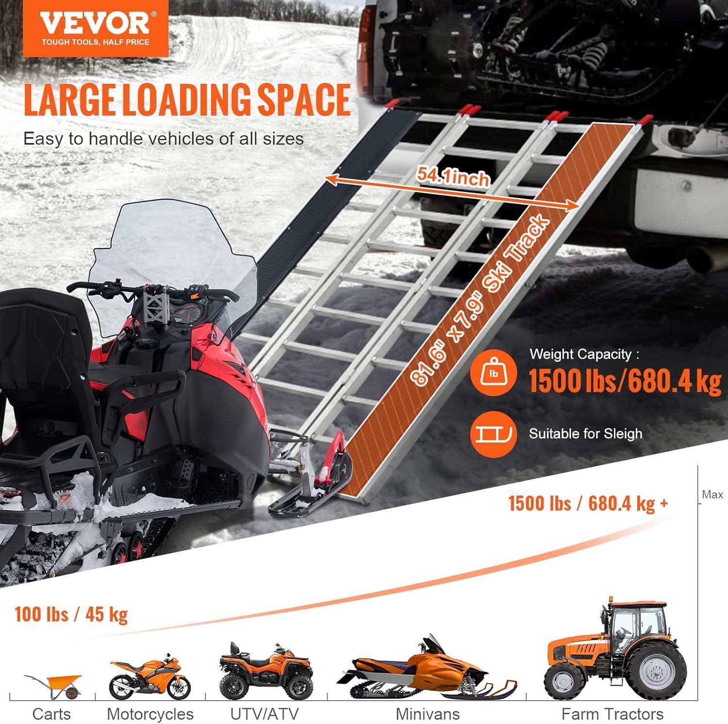 imageVEVOR Aluminum Ramps 880 LBS Capacity 472quot x 85quot Loading Ramps for Motorcycle Dirt Bike Trailer ATV UTV Garden Tractor and Lawn Mower 2PCS1500 lbs