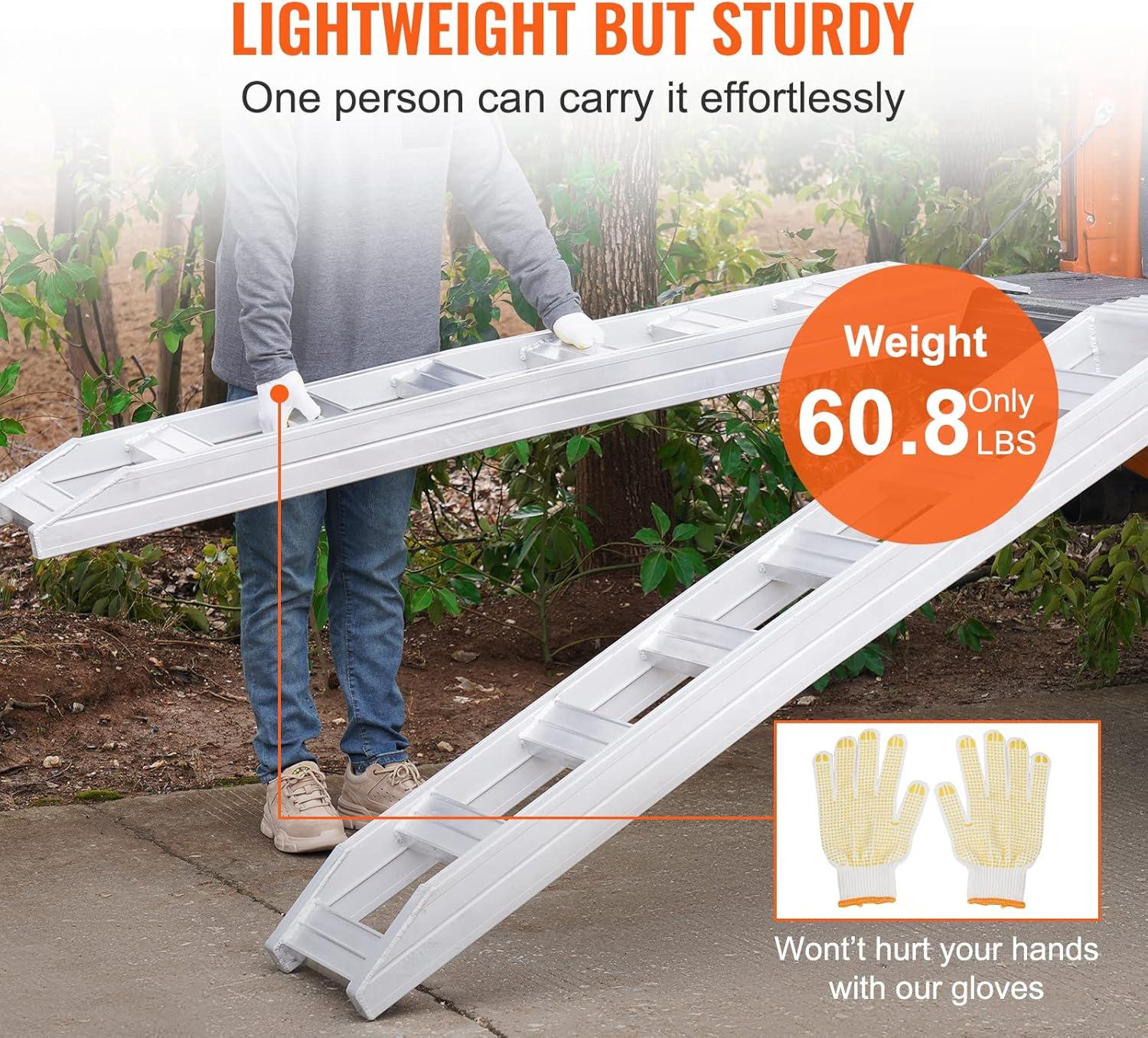 imageVEVOR Aluminum Ramps 880 LBS Capacity 472quot x 85quot Loading Ramps for Motorcycle Dirt Bike Trailer ATV UTV Garden Tractor and Lawn Mower 2PCS8100lbs