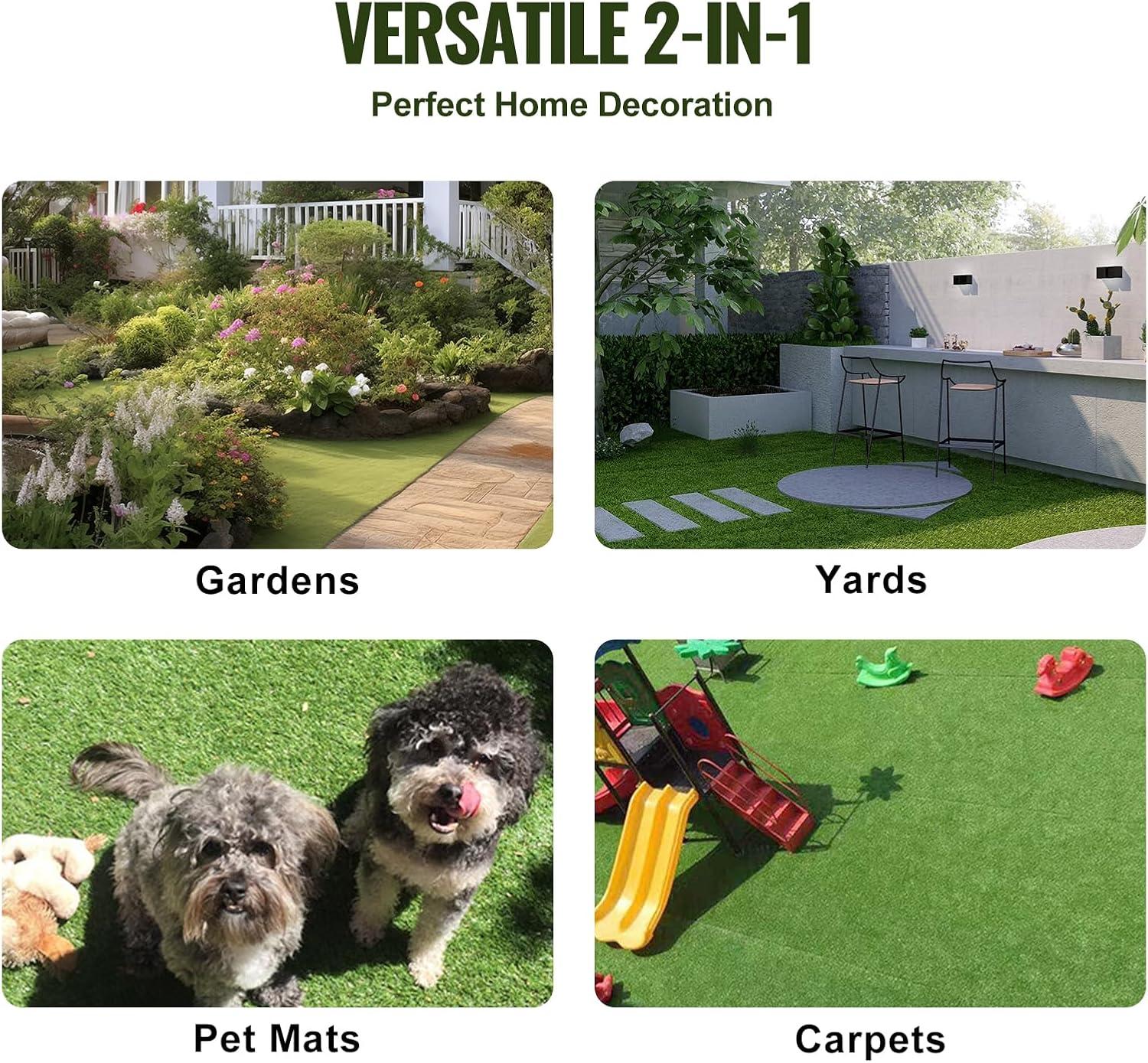 imageVEVOR Artifical Grass Turf 5 x 10 ft Thick Grass Rug Indoor Outdoor 138quot Realistic Synthetic Grass Mat with Drainage Holes Perfect for Patio Garden Lawn Home Backyard Dog Mats18 Pack  12x12