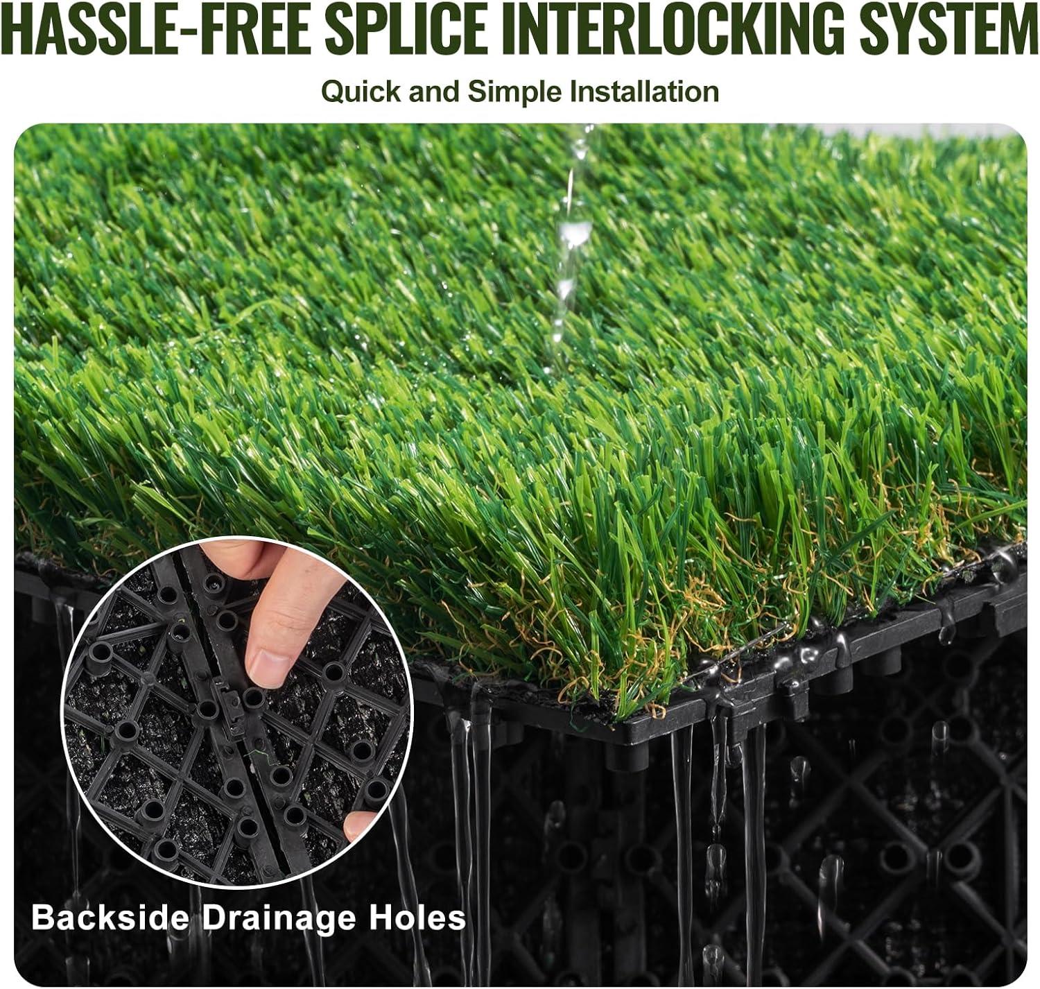 imageVEVOR Artifical Grass Turf 5 x 10 ft Thick Grass Rug Indoor Outdoor 138quot Realistic Synthetic Grass Mat with Drainage Holes Perfect for Patio Garden Lawn Home Backyard Dog Mats18 Pack  12x12